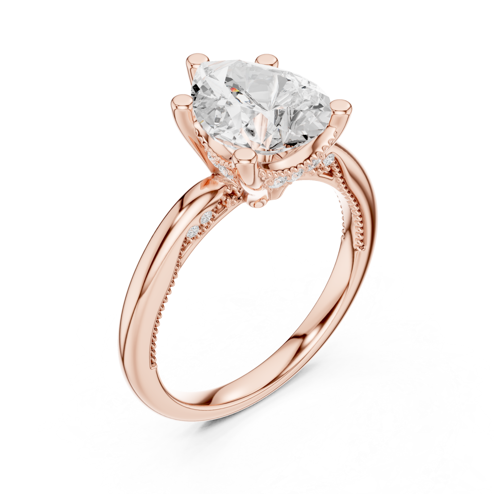  Rose Gold Radiance Halo Embrace Engagement Ring Right View