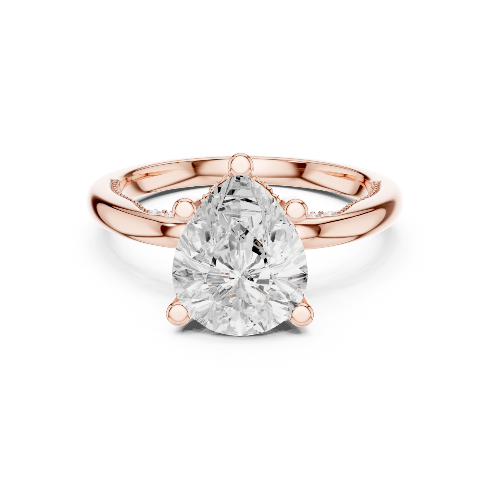  Rose Gold Radiance Halo Embrace Engagement Ring Front View