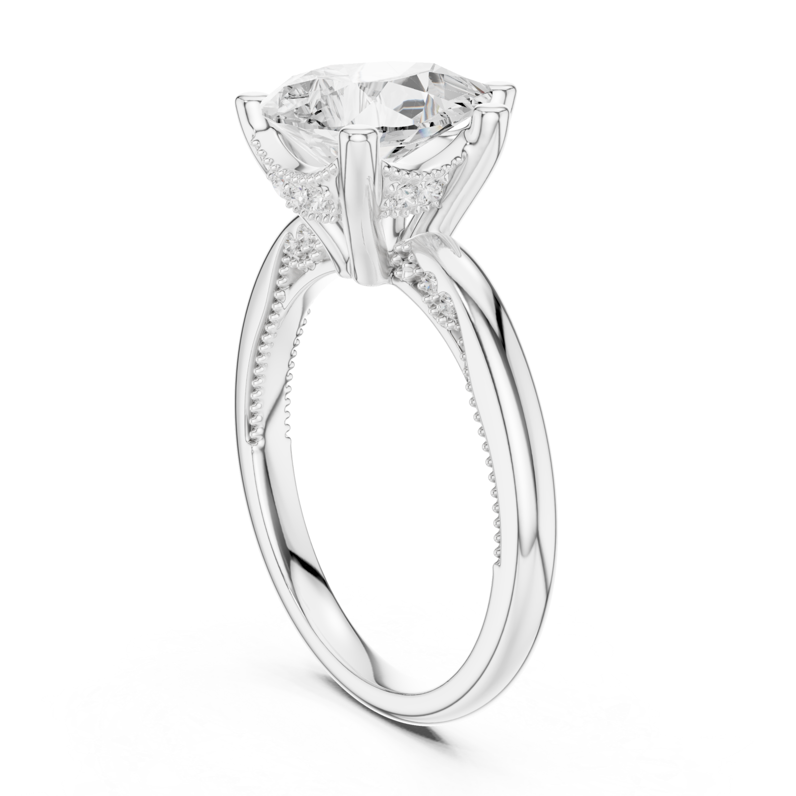  White Gold Radiance Halo Embrace Engagement Ring Left View