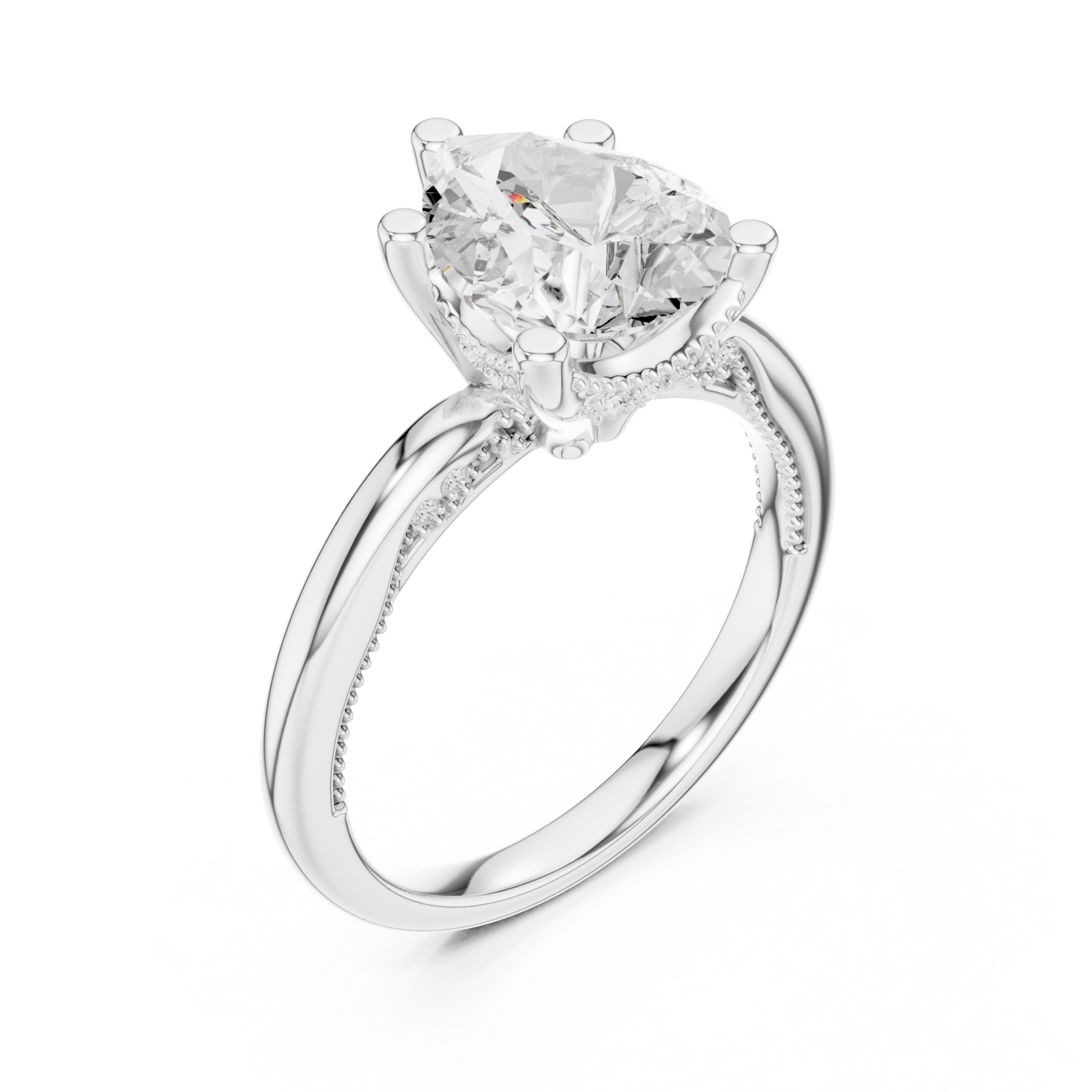  White Gold Radiance Halo Embrace Engagement Ring Right View