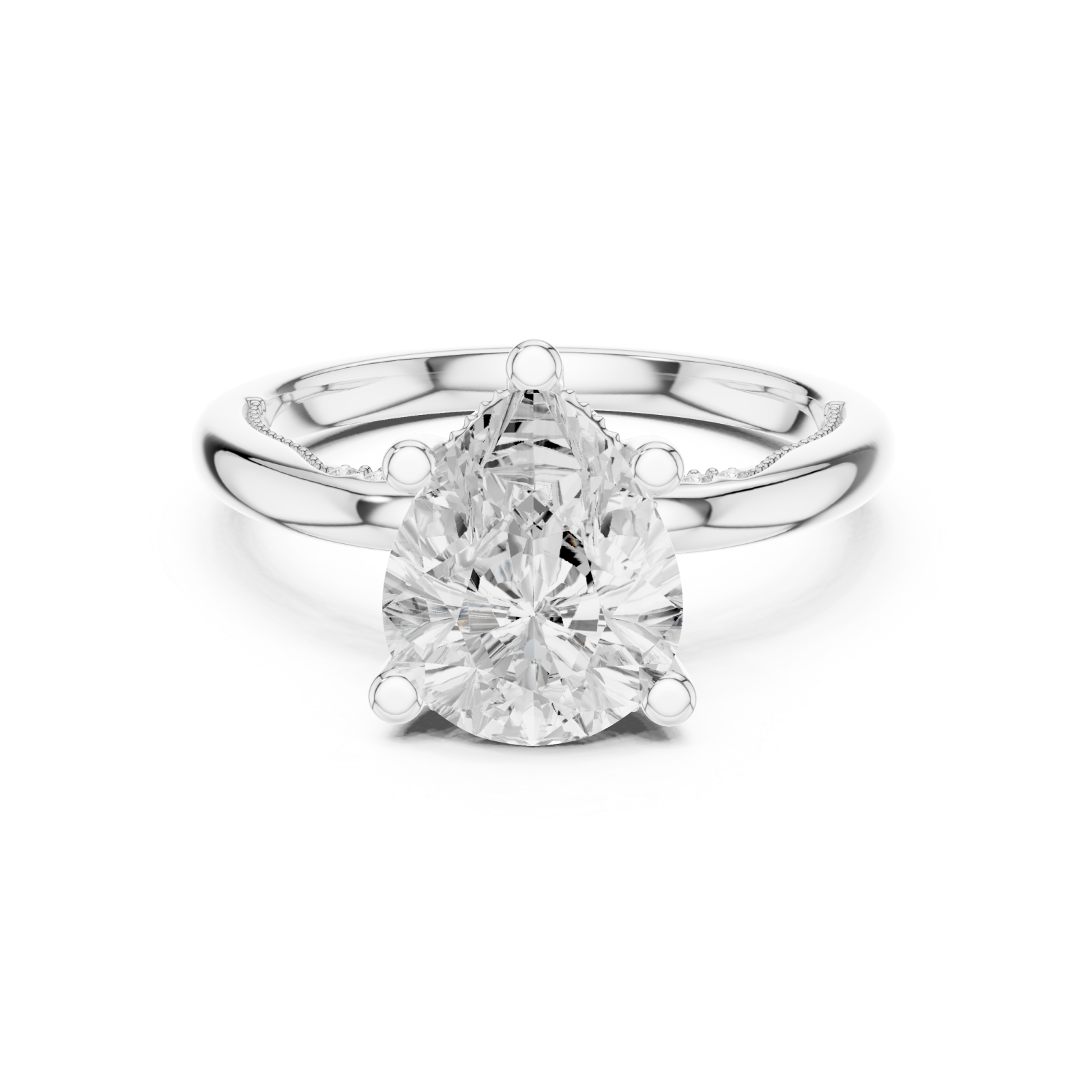  White Gold Radiance Halo Embrace Engagement Ring Front View
