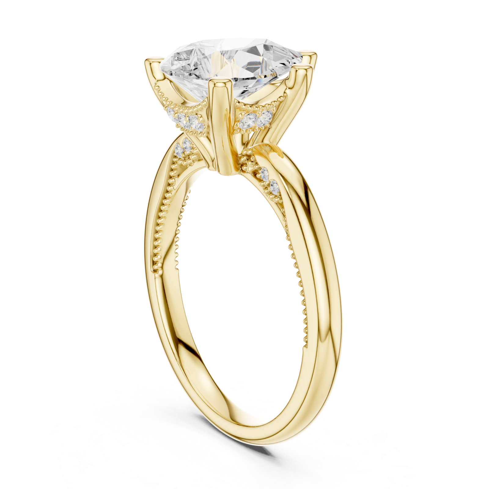  Gold Radiance Halo Embrace Engagement Ring Left View