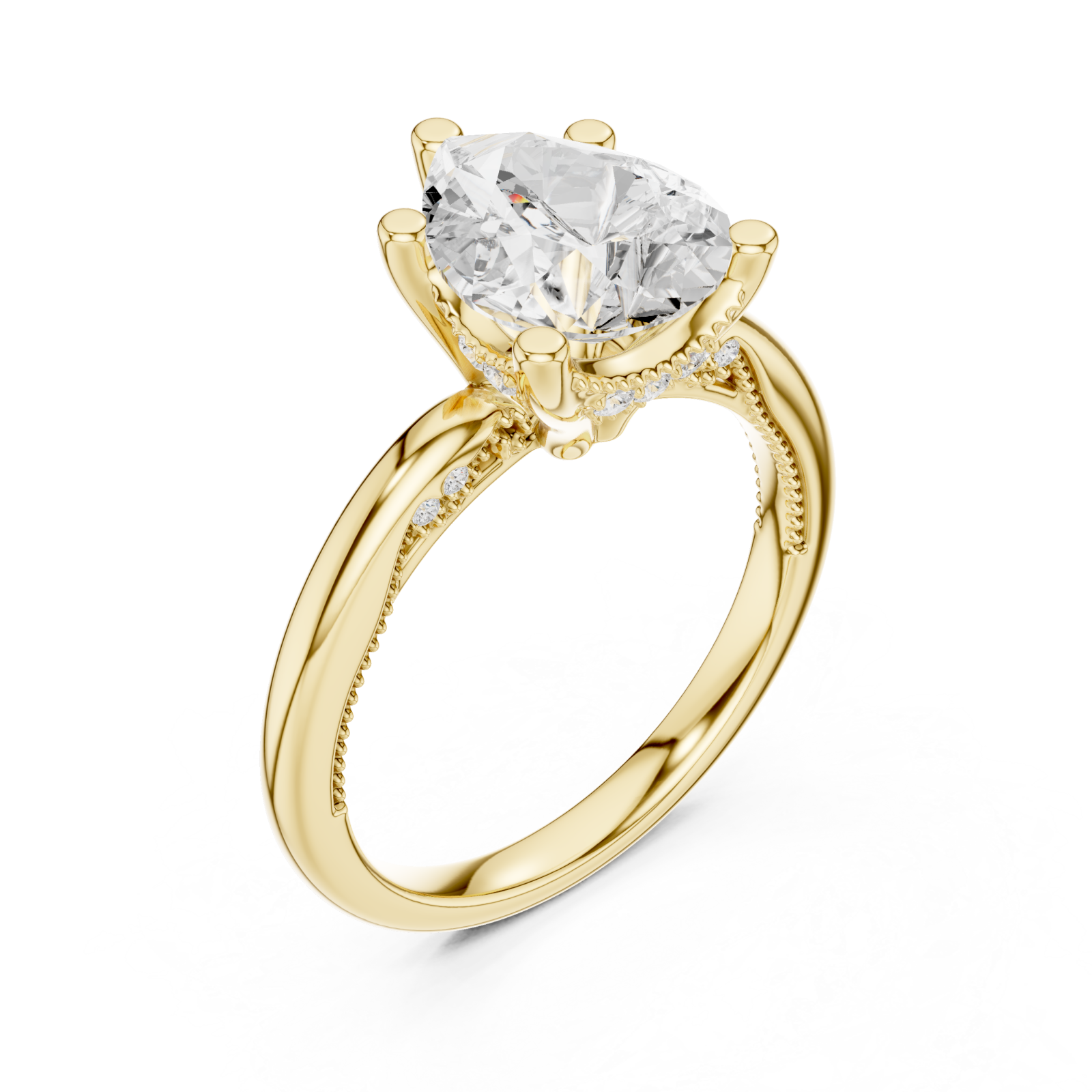 Gold Radiance Halo Embrace Engagement Ring Right View