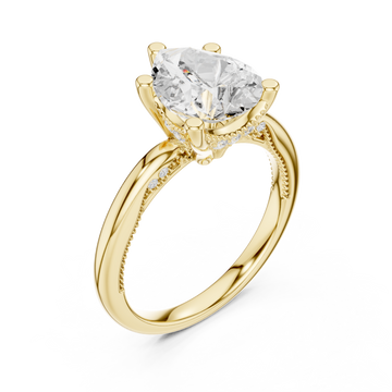 Gold Radiance Halo Embrace Engagement Ring Right View