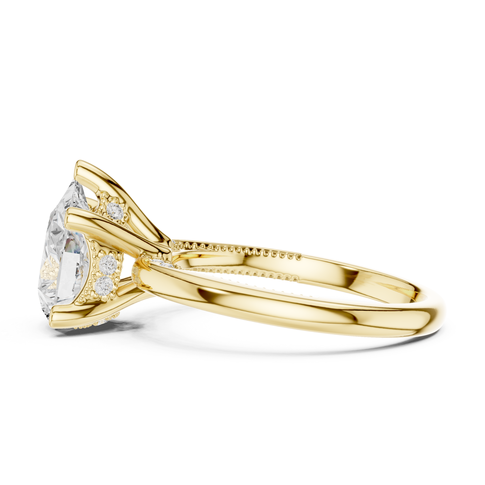  Gold Radiance Halo Embrace Engagement Ring Side View