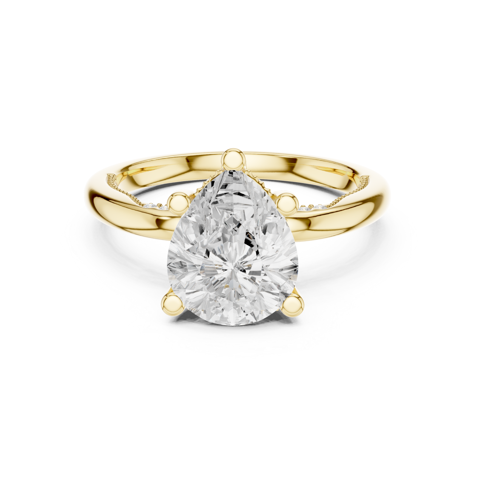  Gold Radiance Halo Embrace Engagement Ring Front View