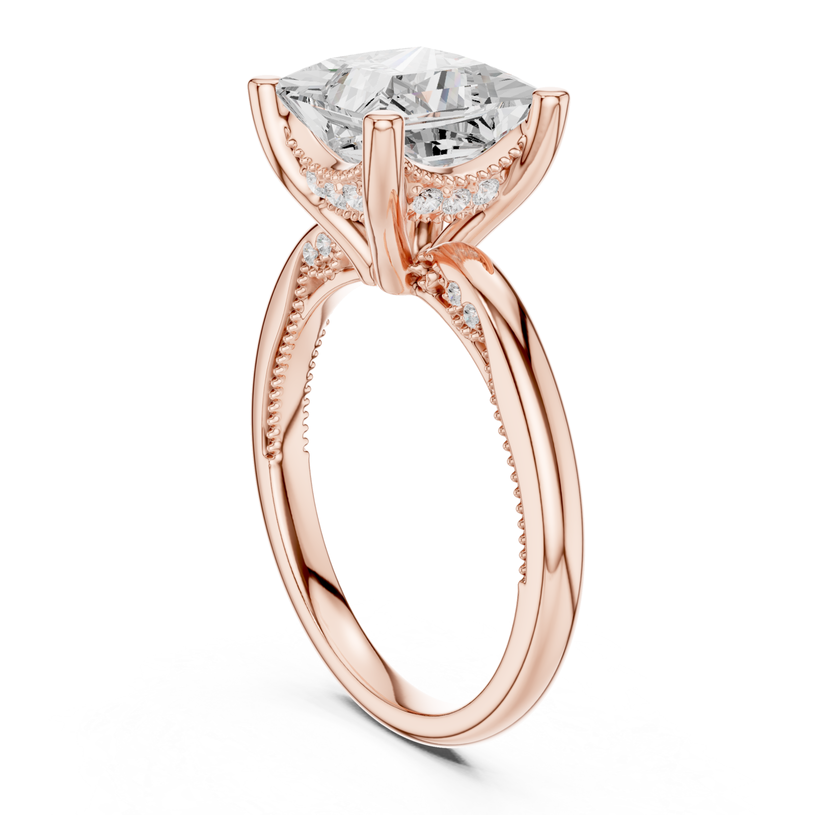  Rose Gold Majestic Solitaire Crown Ring Left View