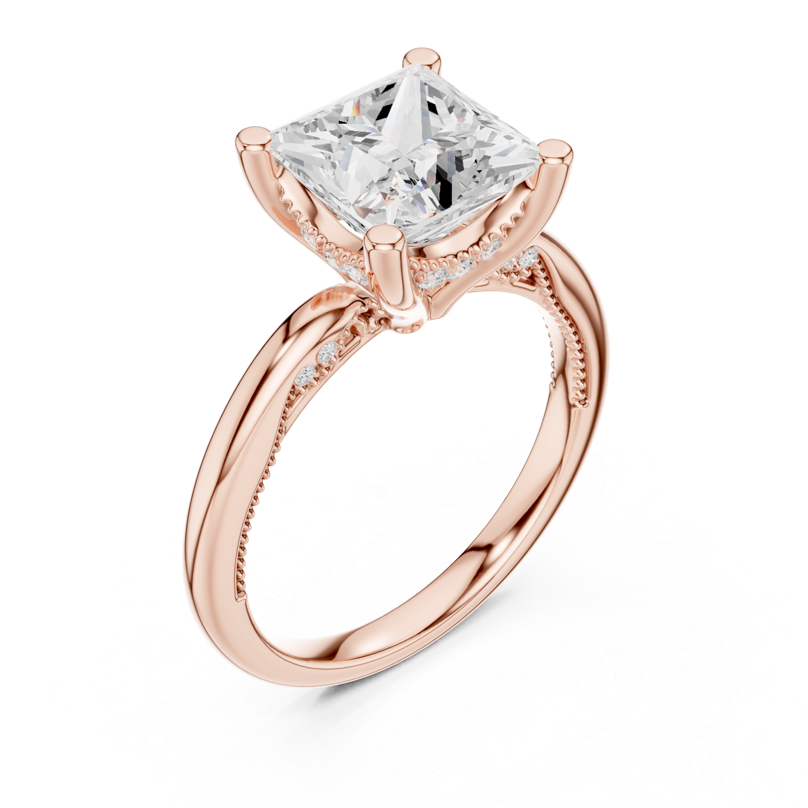  Rose Gold Majestic Solitaire Crown Ring Right View