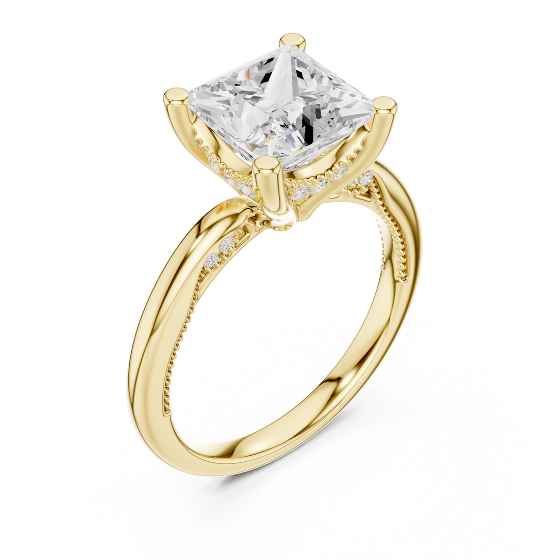 Gold Majestic Solitaire Crown Ring Right View