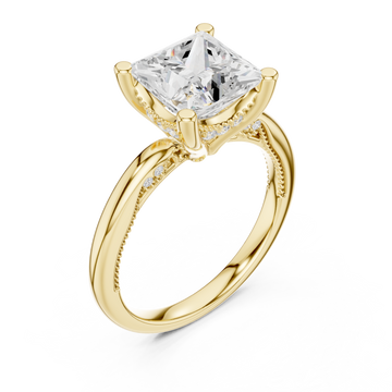 Gold Majestic Solitaire Crown Ring Right View