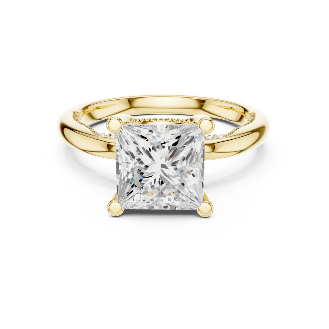 Gold Majestic Solitaire Crown Ring Right View