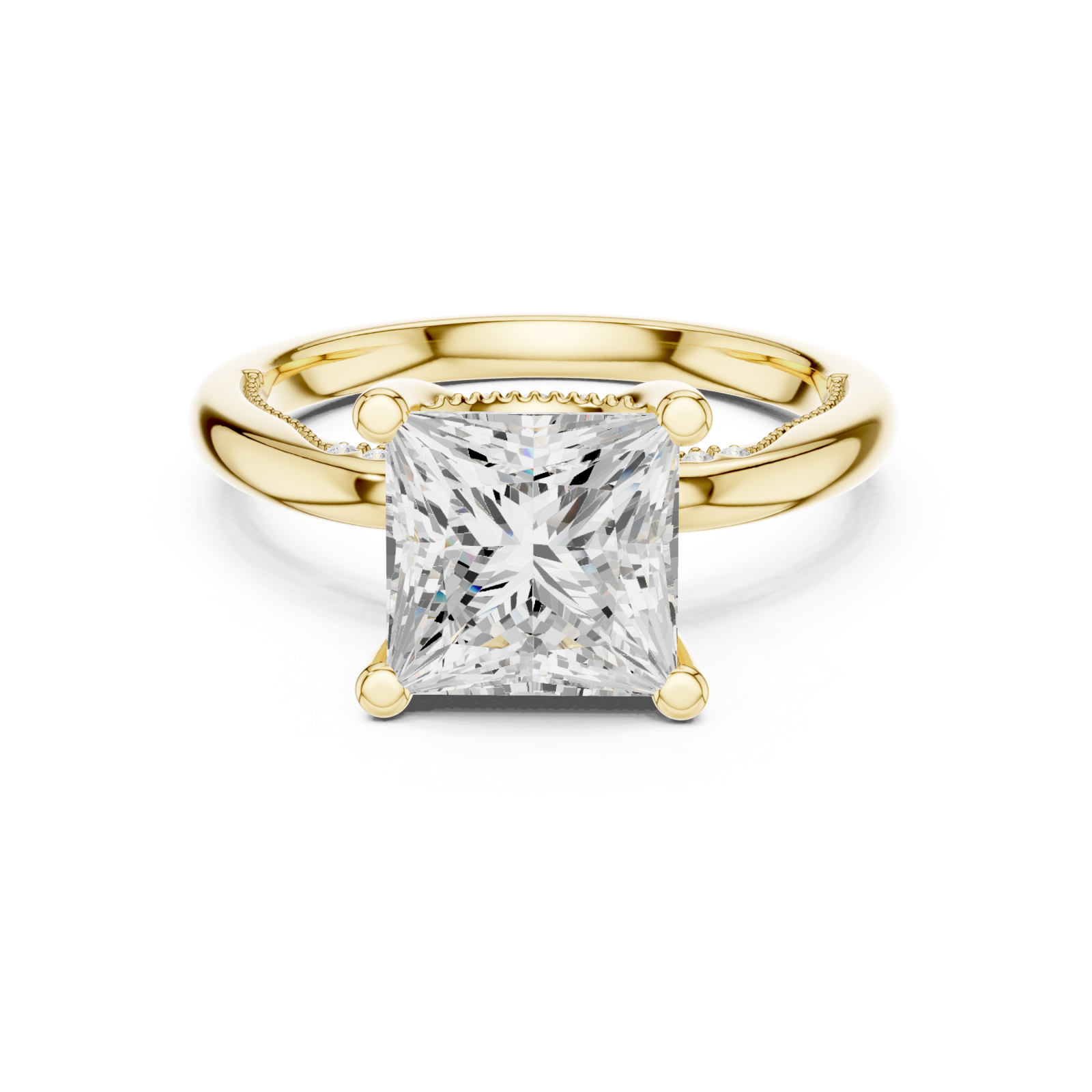  Gold Majestic Solitaire Crown Ring Front View