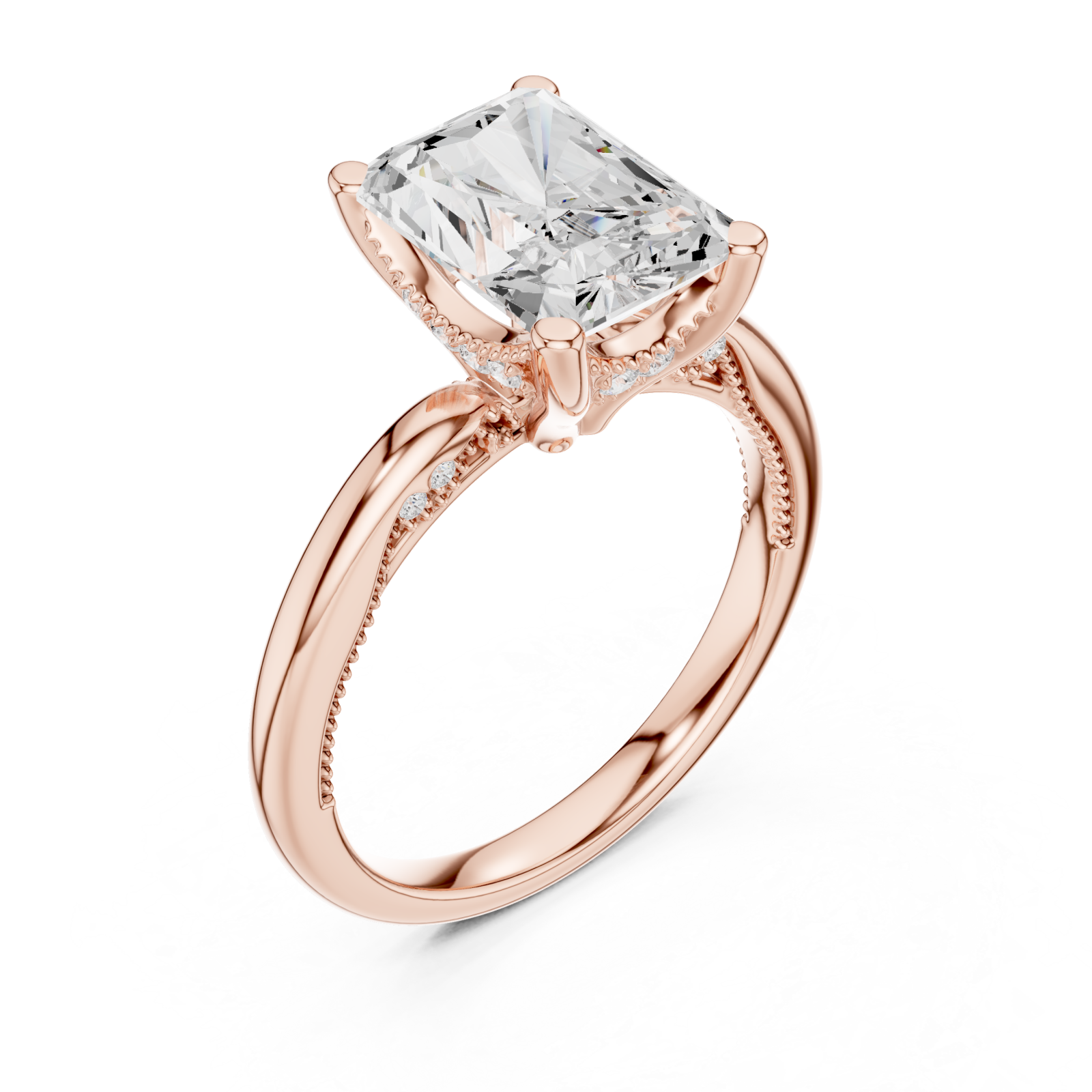  Rose Gold Majestic Embrace Halo Solitaire Band Right View