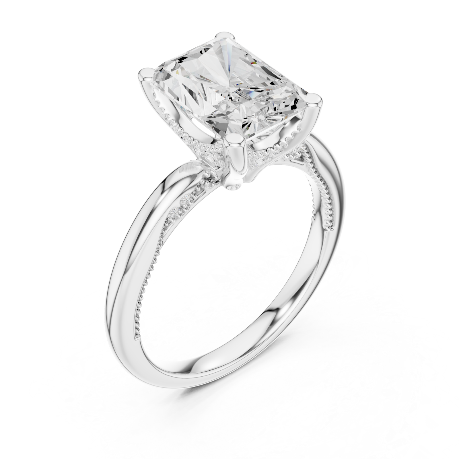  White Gold Majestic Embrace Halo Solitaire Band Right View