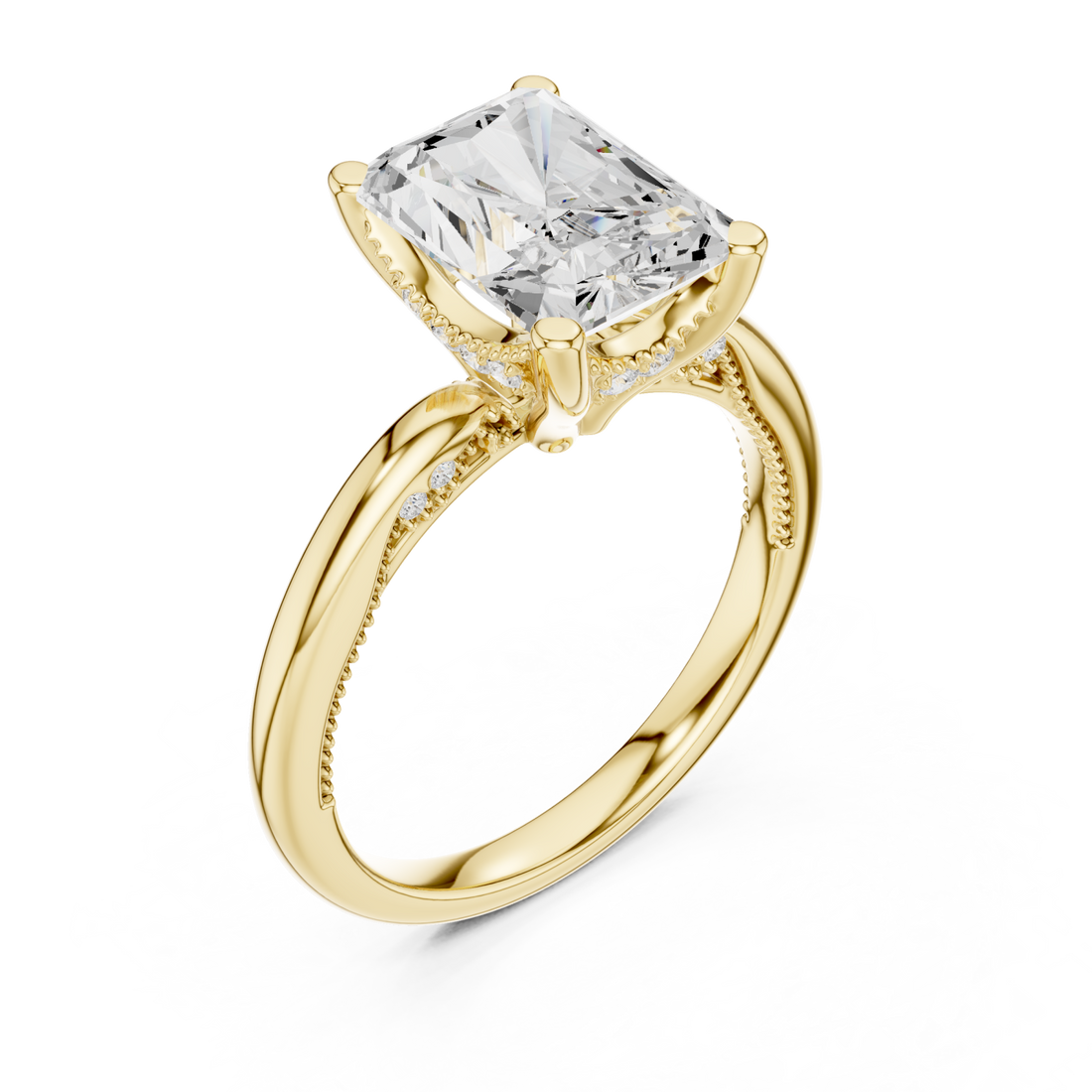 Gold Majestic Embrace Halo Solitaire Band Right View