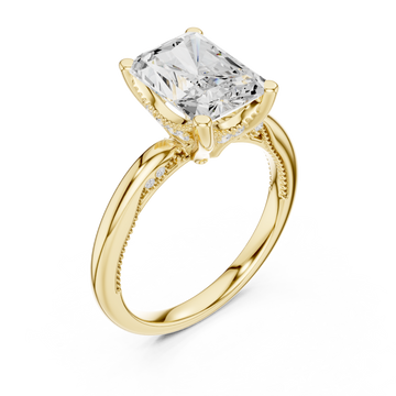 Gold Majestic Embrace Halo Solitaire Band Right View
