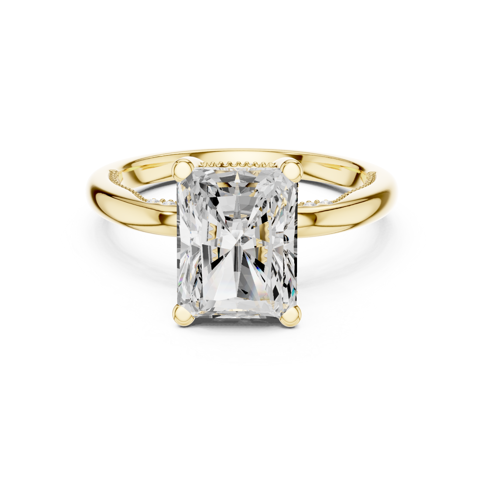  Gold Majestic Embrace Halo Solitaire Band Front View