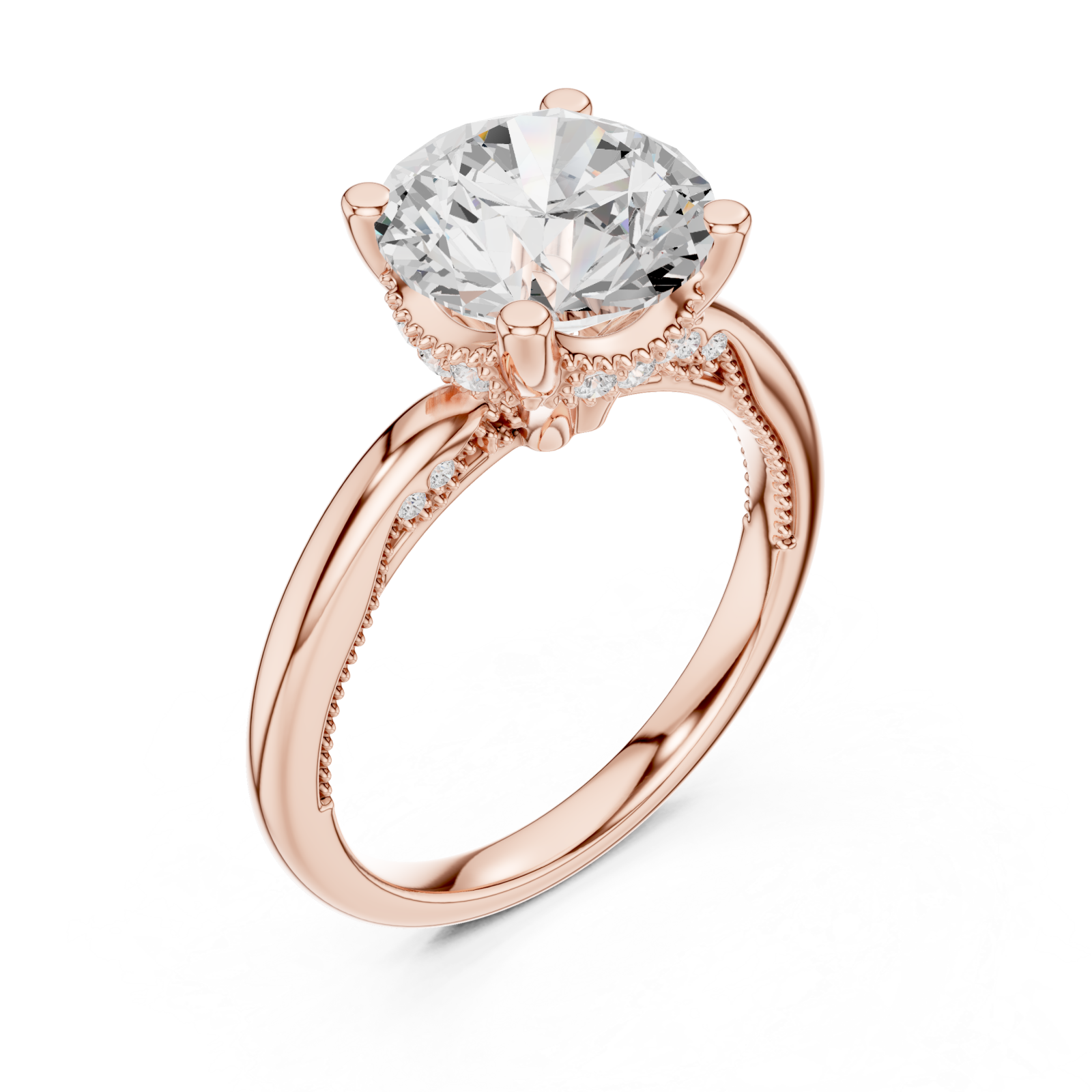  Rose Gold Mystique Radiance Halo Engagement Ring Right View
