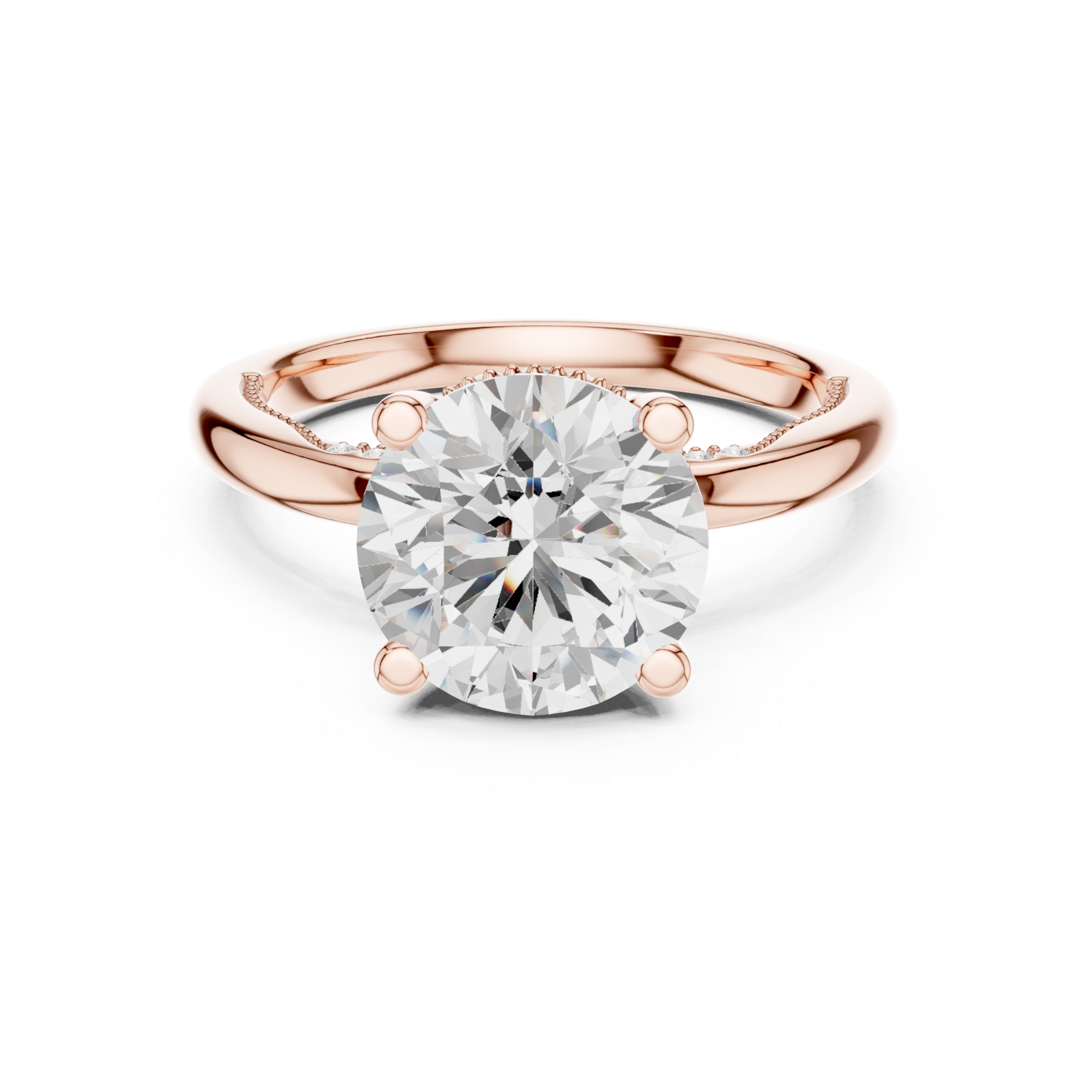  Rose Gold Mystique Radiance Halo Engagement Ring Front View