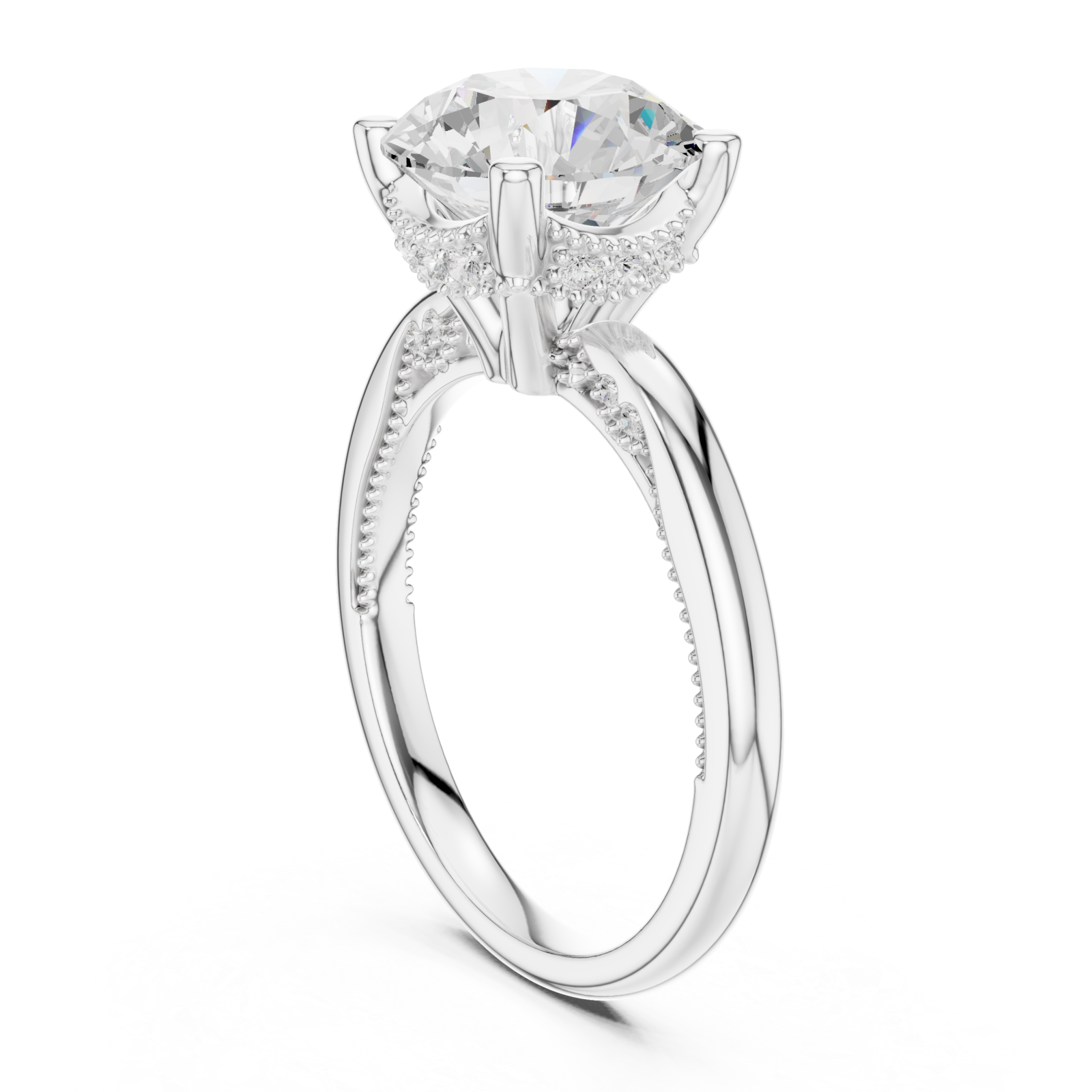  White Gold Mystique Radiance Halo Engagement Ring Left View