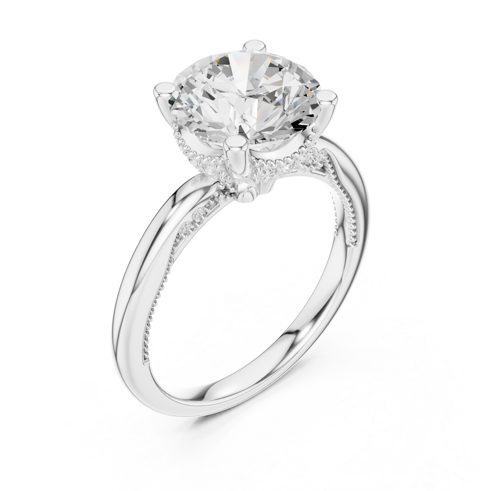  White Gold Mystique Radiance Halo Engagement Ring Right View