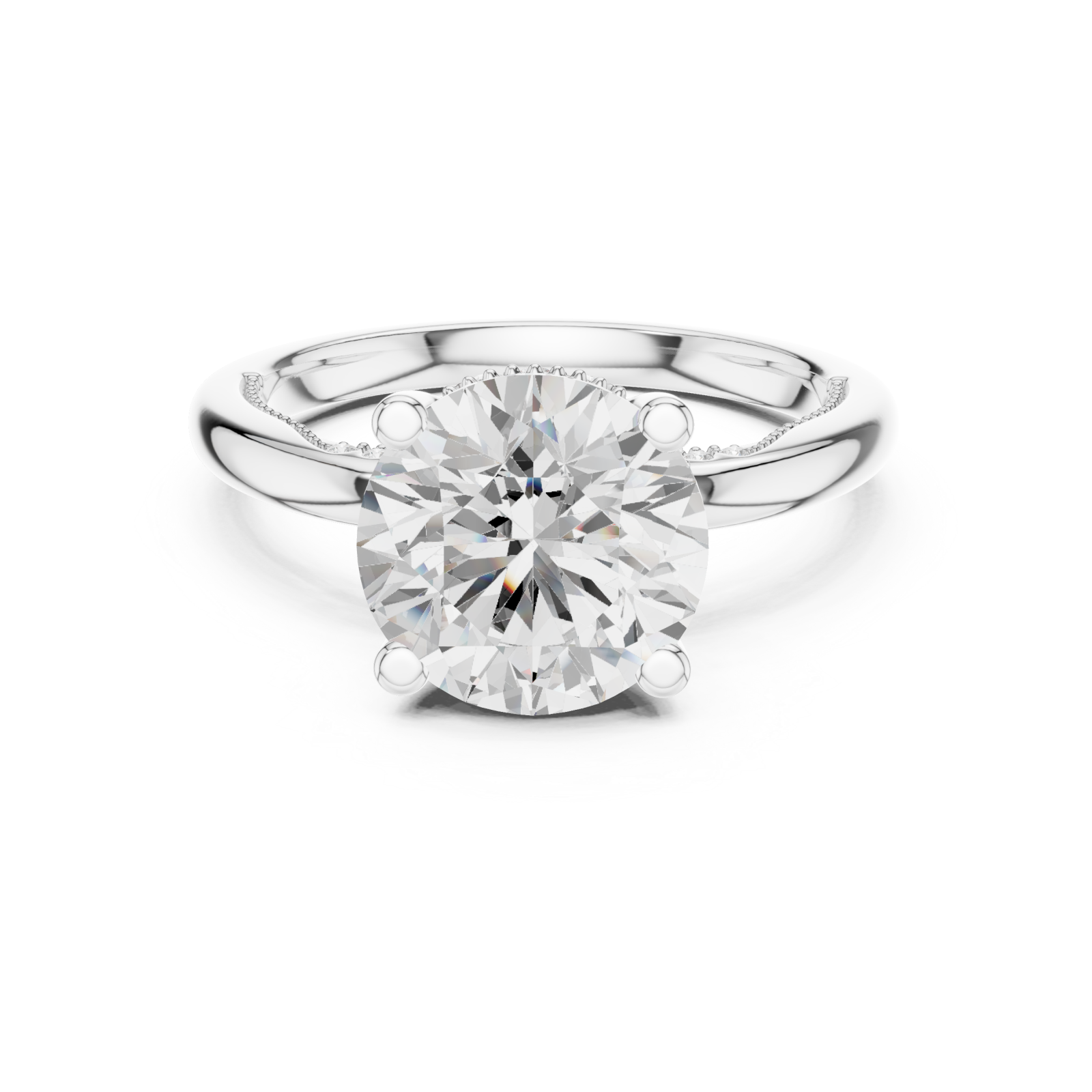  White Gold Mystique Radiance Halo Engagement Ring Front View
