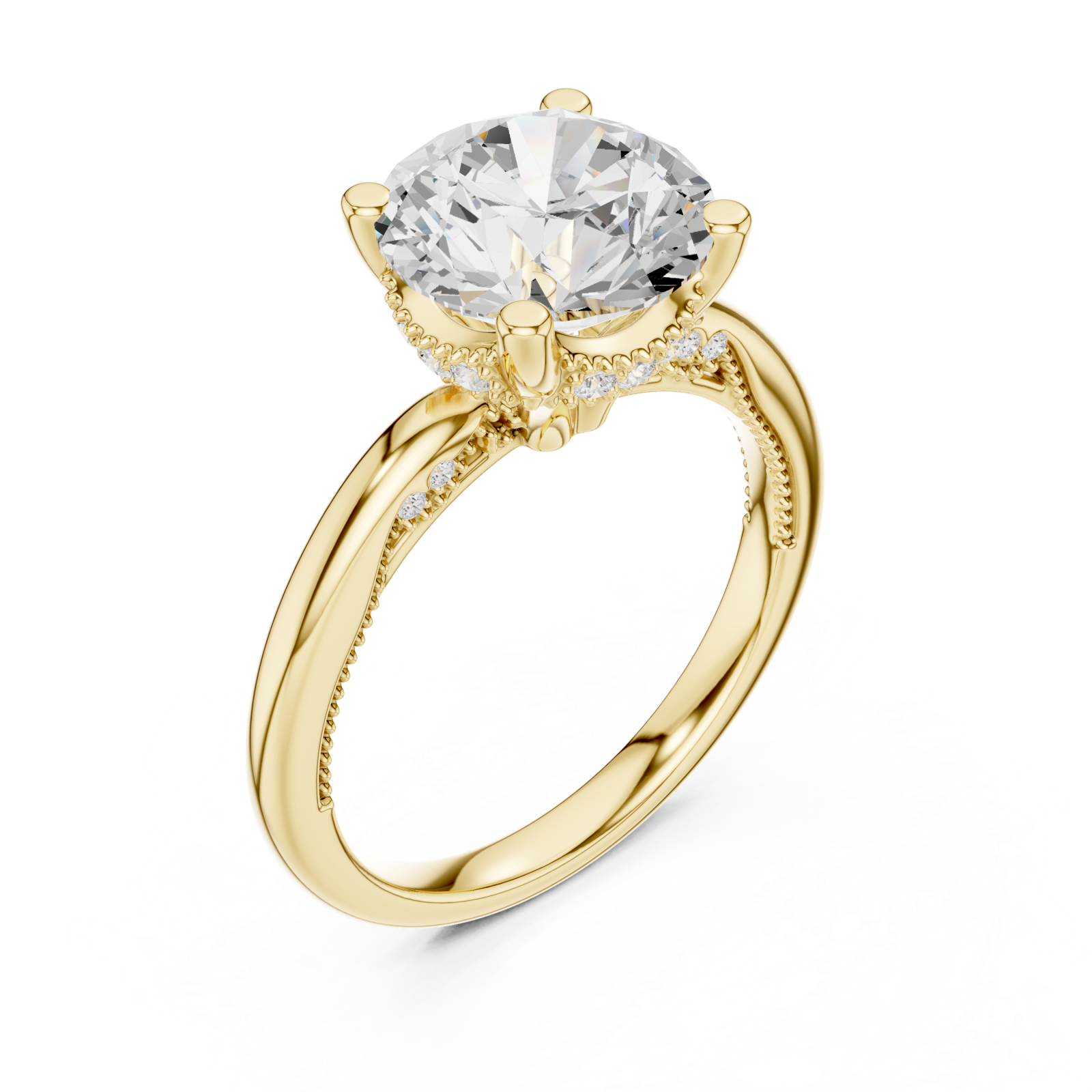 Gold Mystique Radiance Halo Engagement Ring Right View