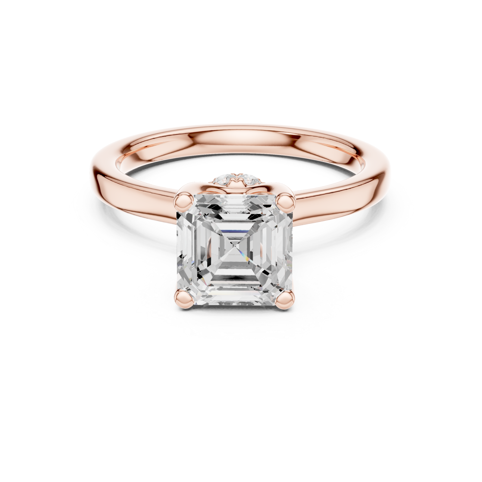  Rose Gold Classic Solitaire Engagement Ring Front View
