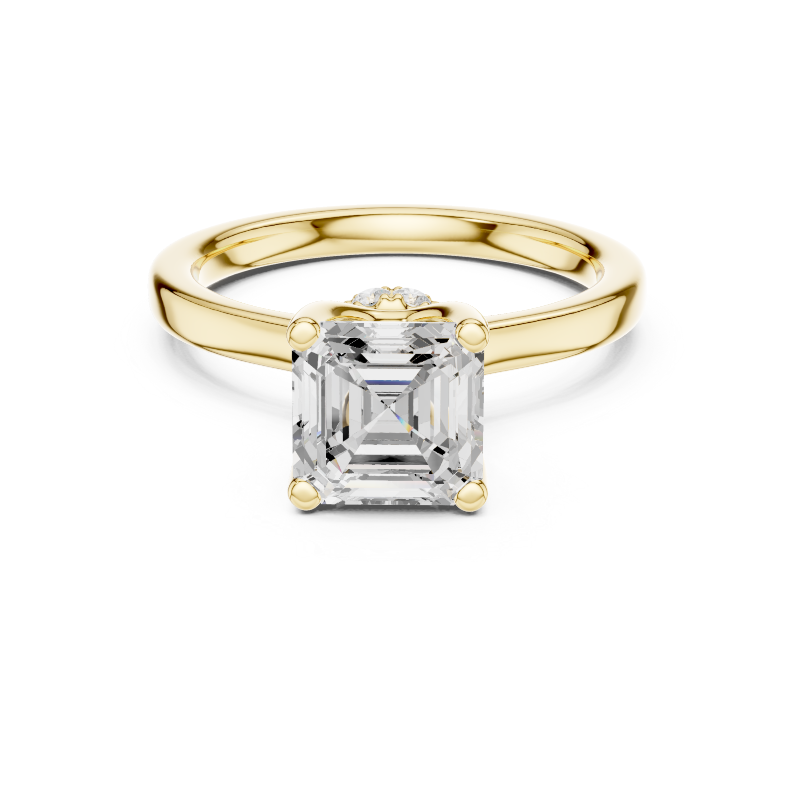  Gold Classic Solitaire Engagement Ring Front View