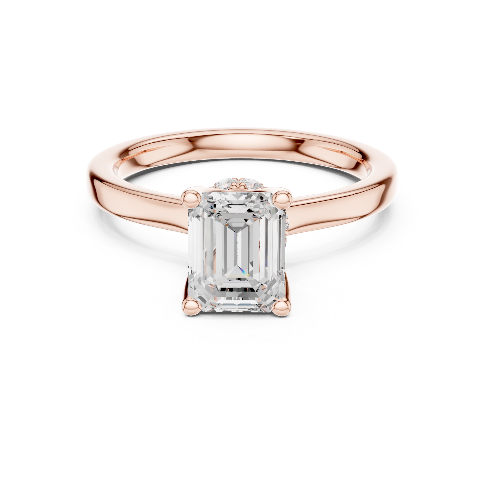 Rose Gold Lustrous Grace Solitaire Ring Front View