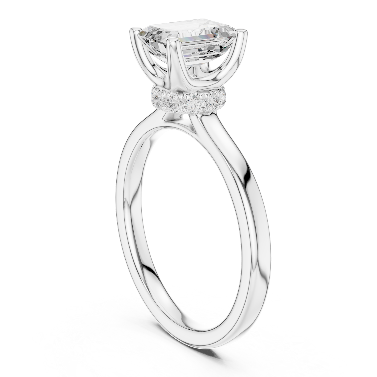  White Gold Lustrous Grace Solitaire Ring Left View