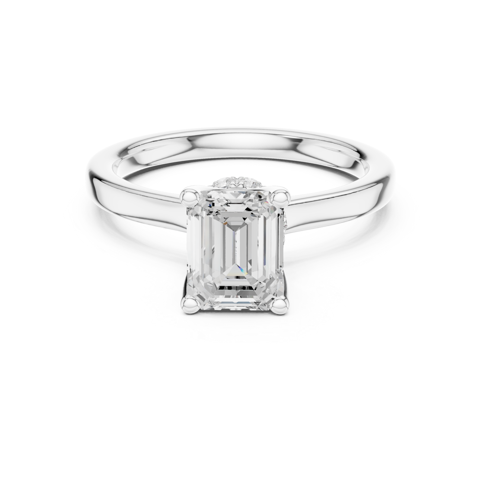  White Gold Lustrous Grace Solitaire Ring Front View