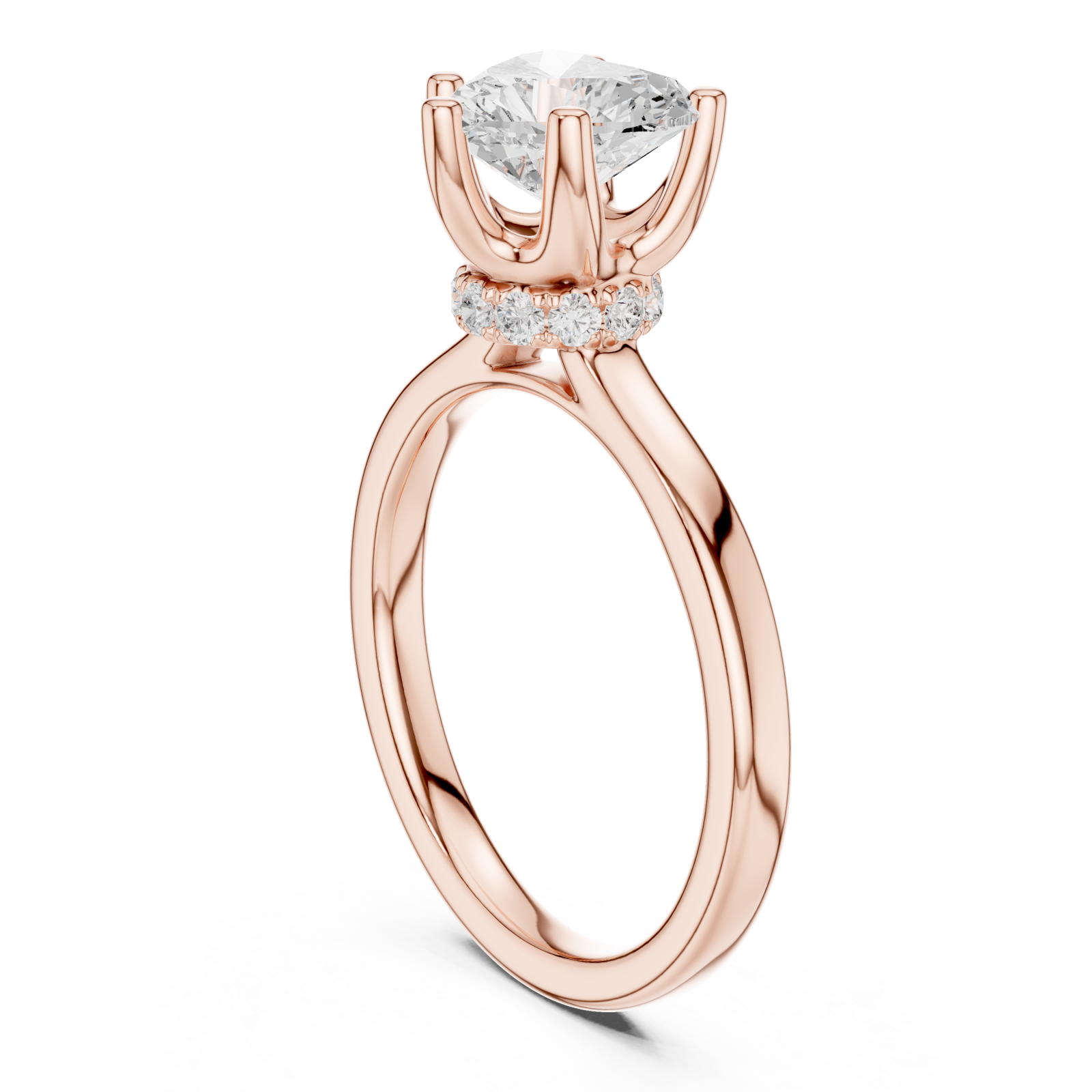  Rose Gold Opulent Heart Silhouette Engagement Ring Left View