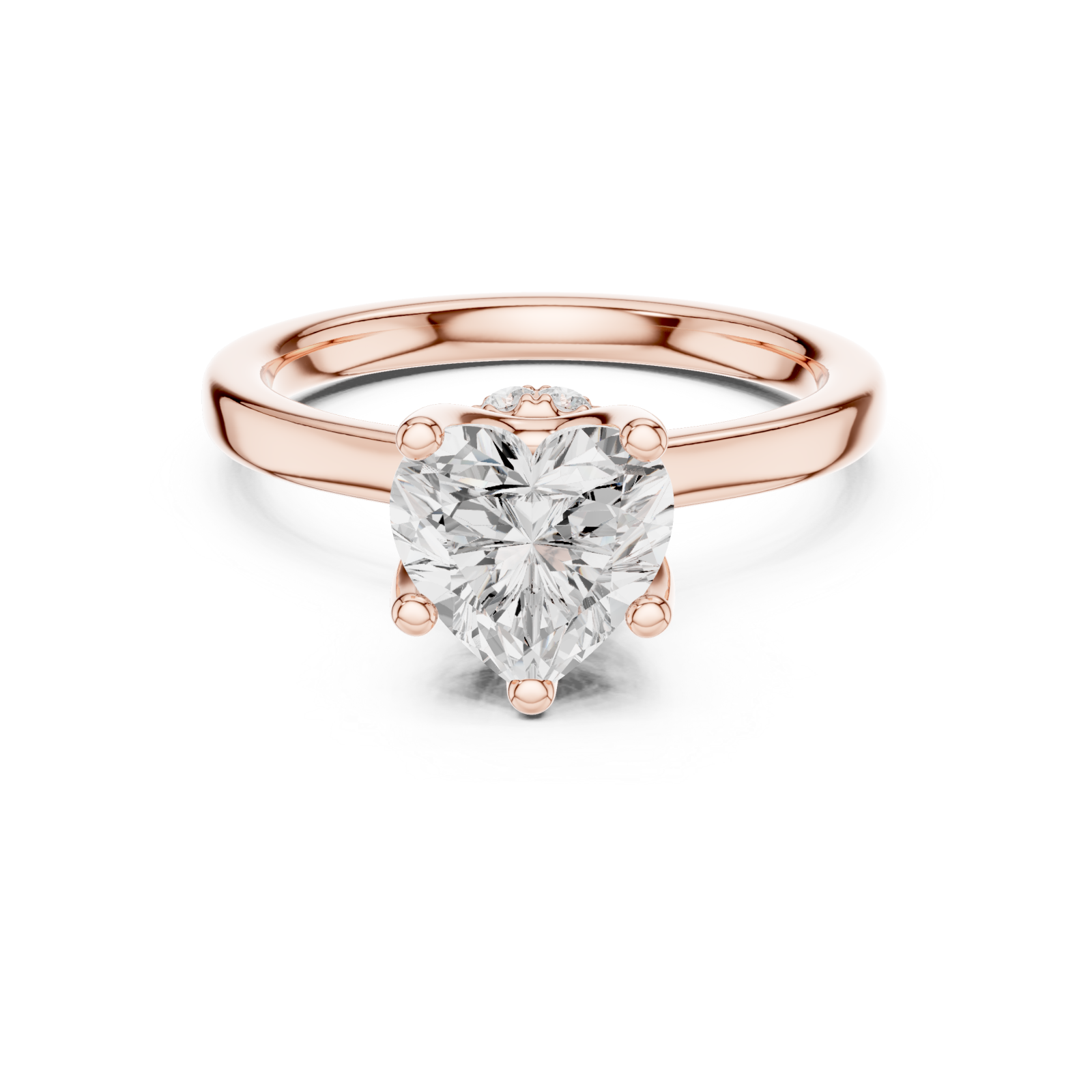  Rose Gold Opulent Heart Silhouette Engagement Ring Front View