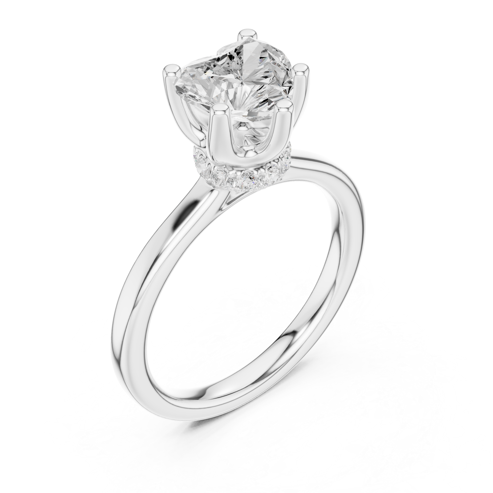  White Gold Opulent Heart Silhouette Engagement Ring Right View