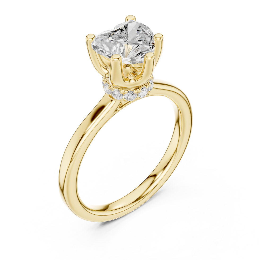 Gold Opulent Heart Silhouette Engagement Ring Right View