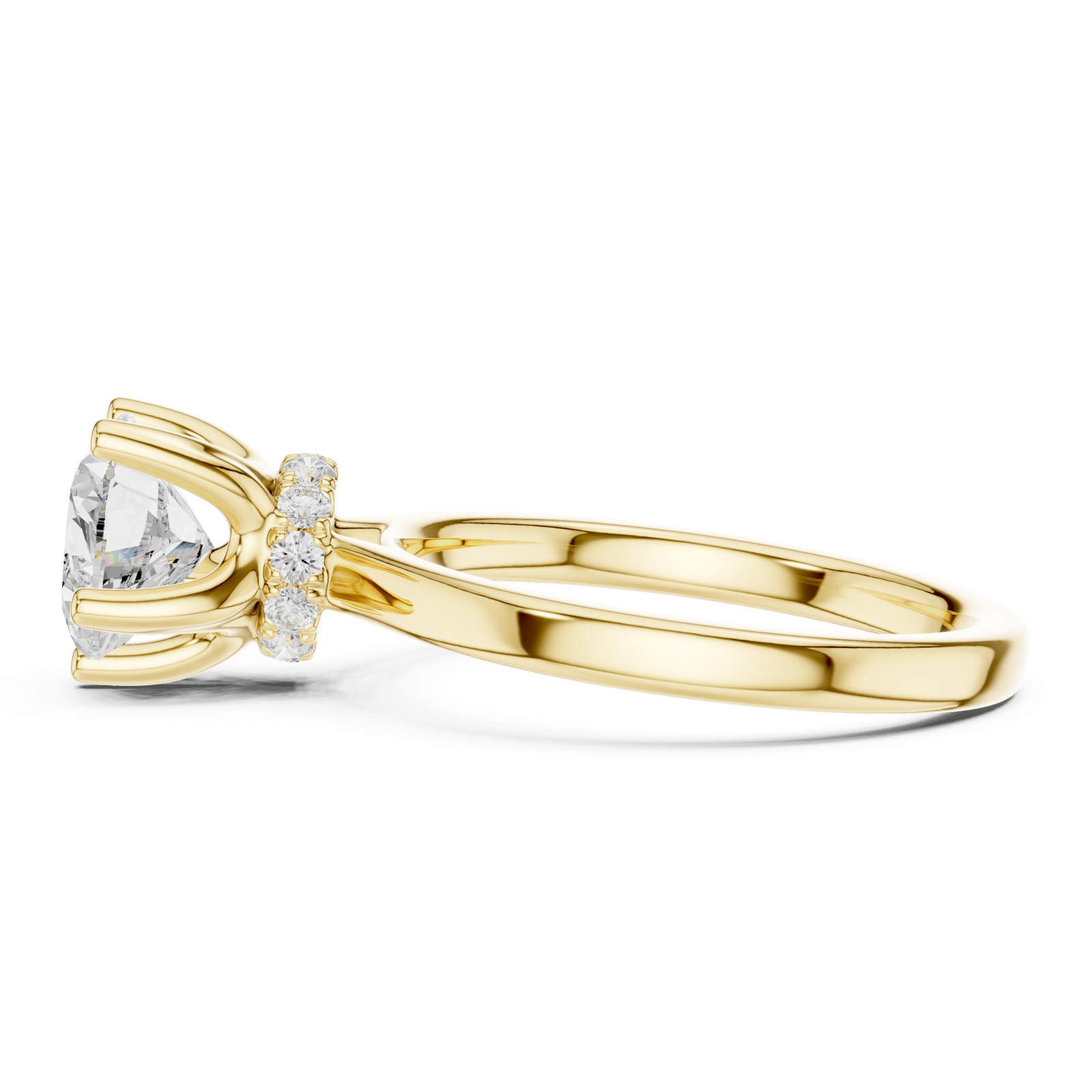  Gold Opulent Heart Silhouette Engagement Ring Side View