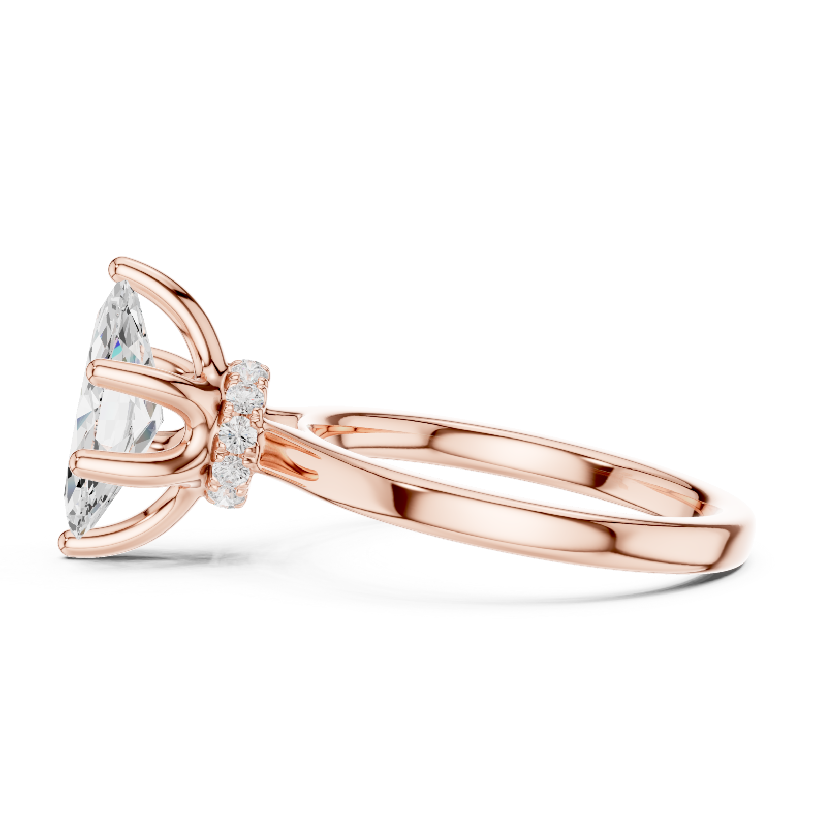  Rose Gold Luminous Marquise Elegance Ring Side View