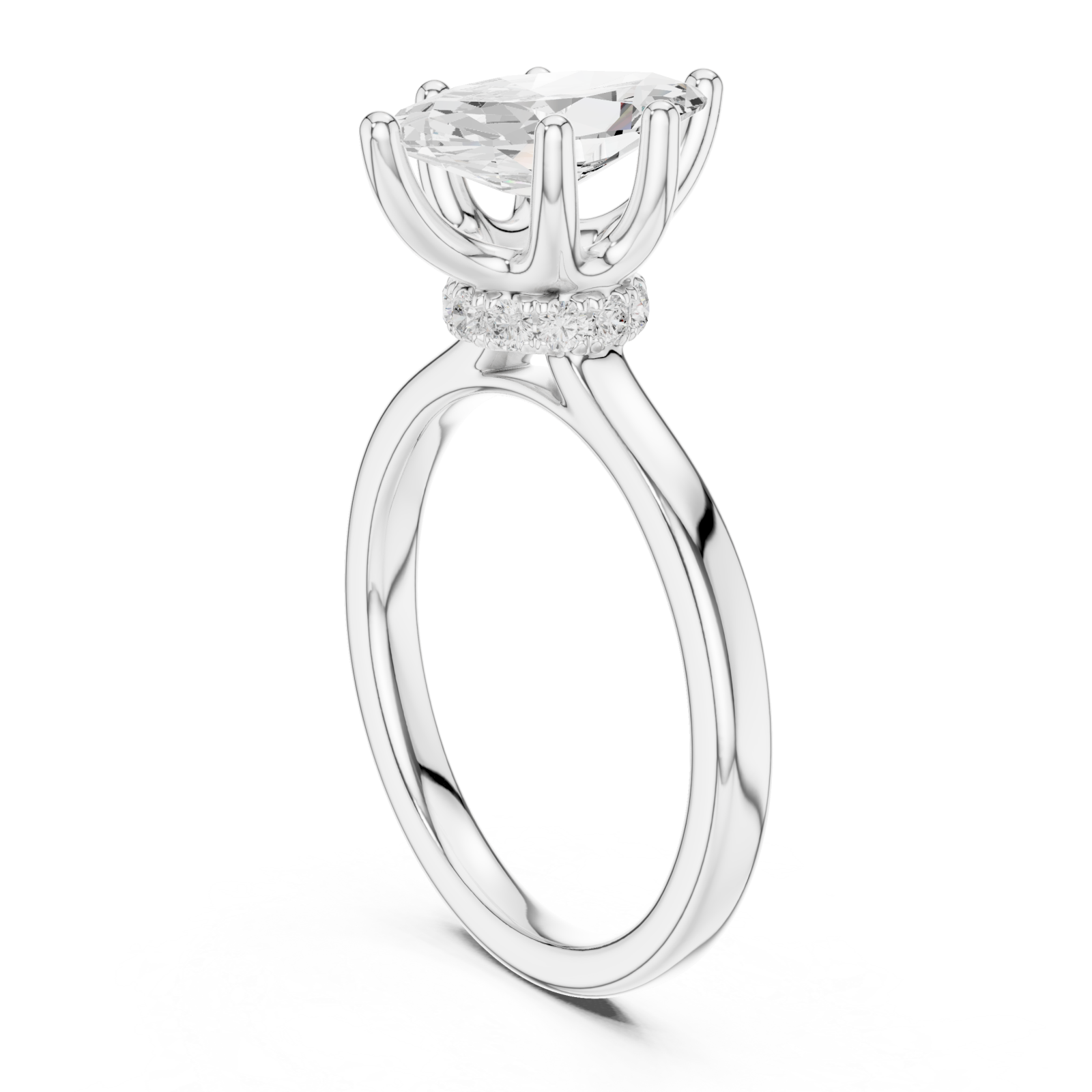  White Gold Luminous Marquise Elegance Ring Left View