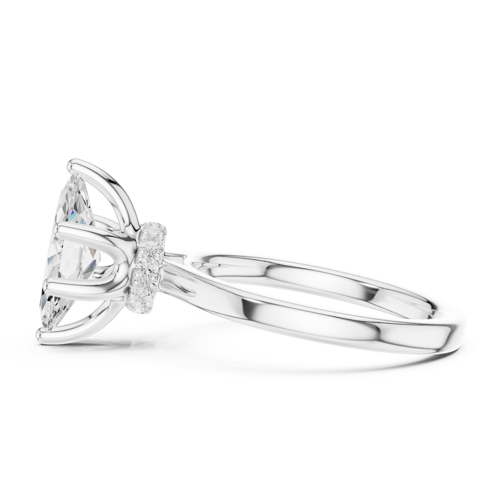  White Gold Luminous Marquise Elegance Ring Side View