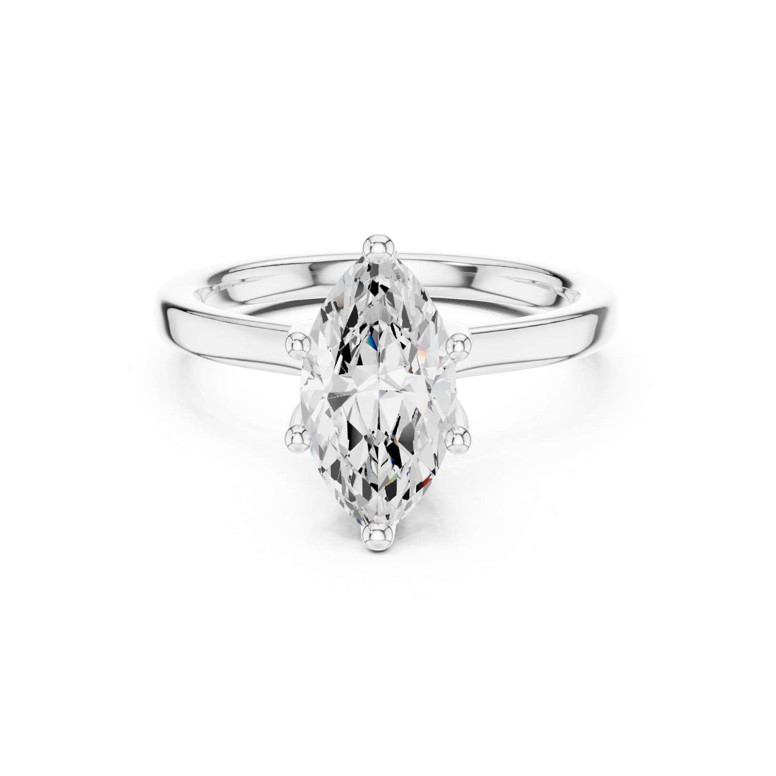  White Gold Luminous Marquise Elegance Ring Front View