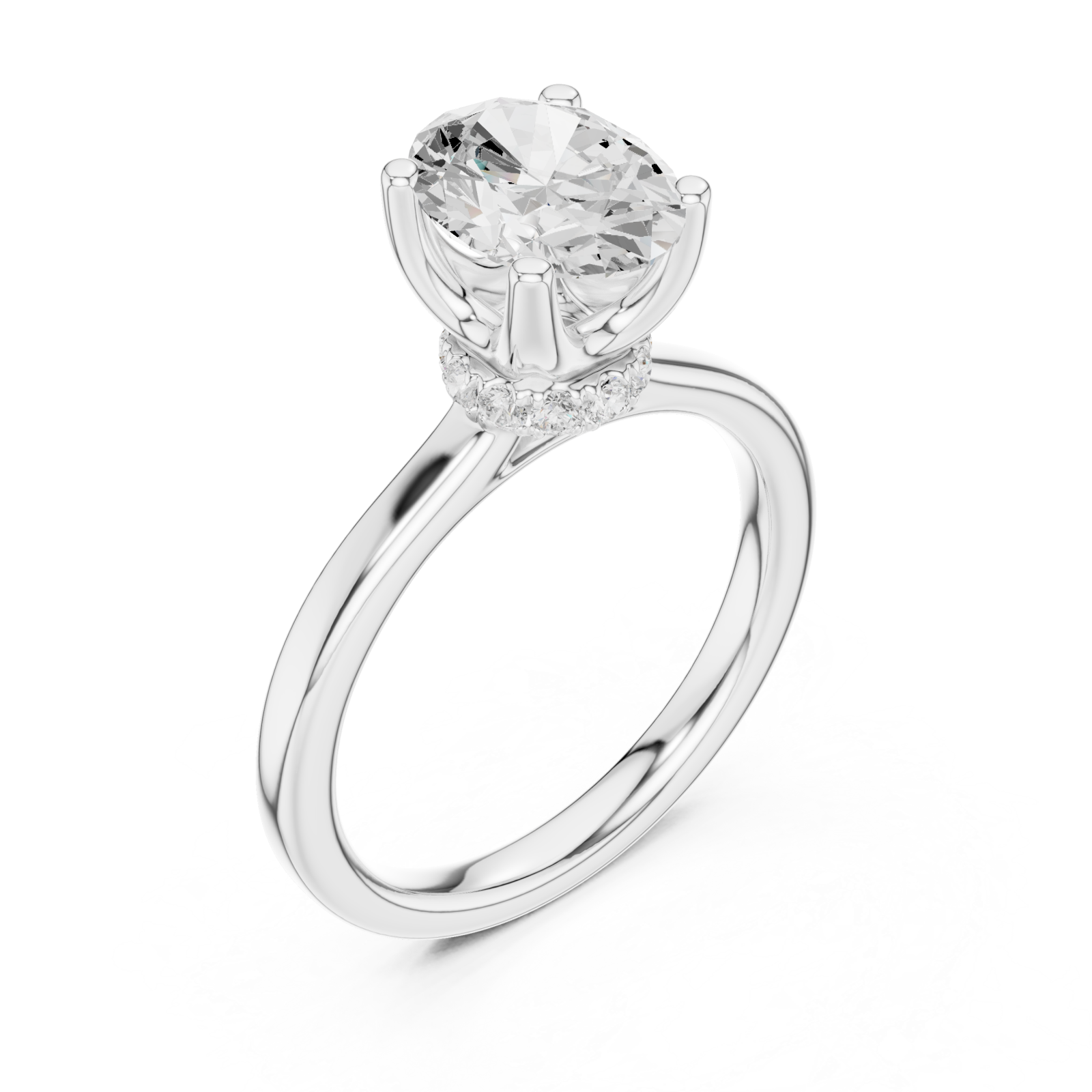  White Gold Radiant Spiral Halo Ring Right View