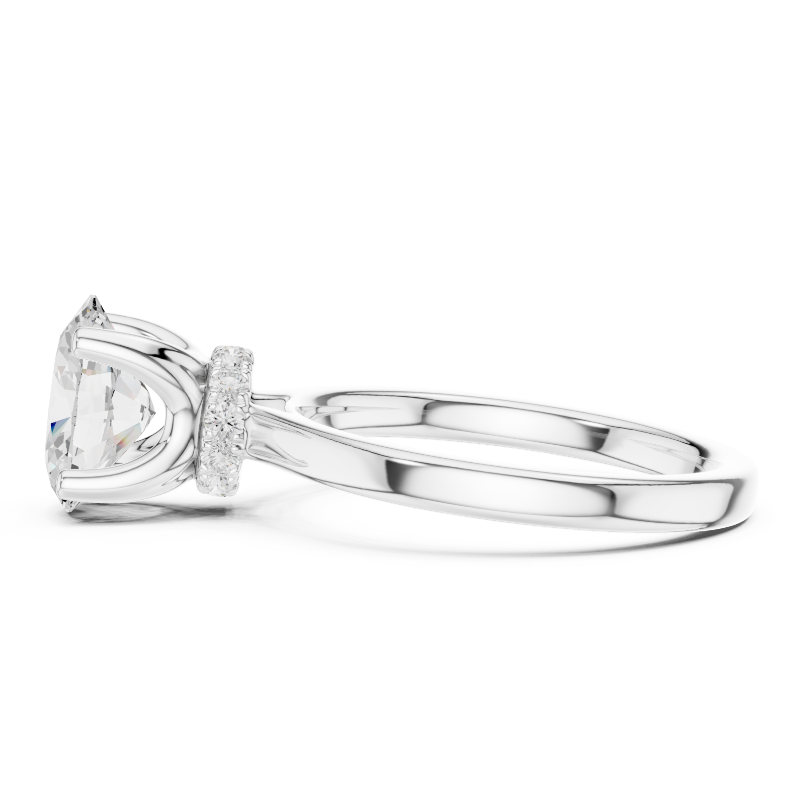  White Gold Radiant Spiral Halo Ring Side View