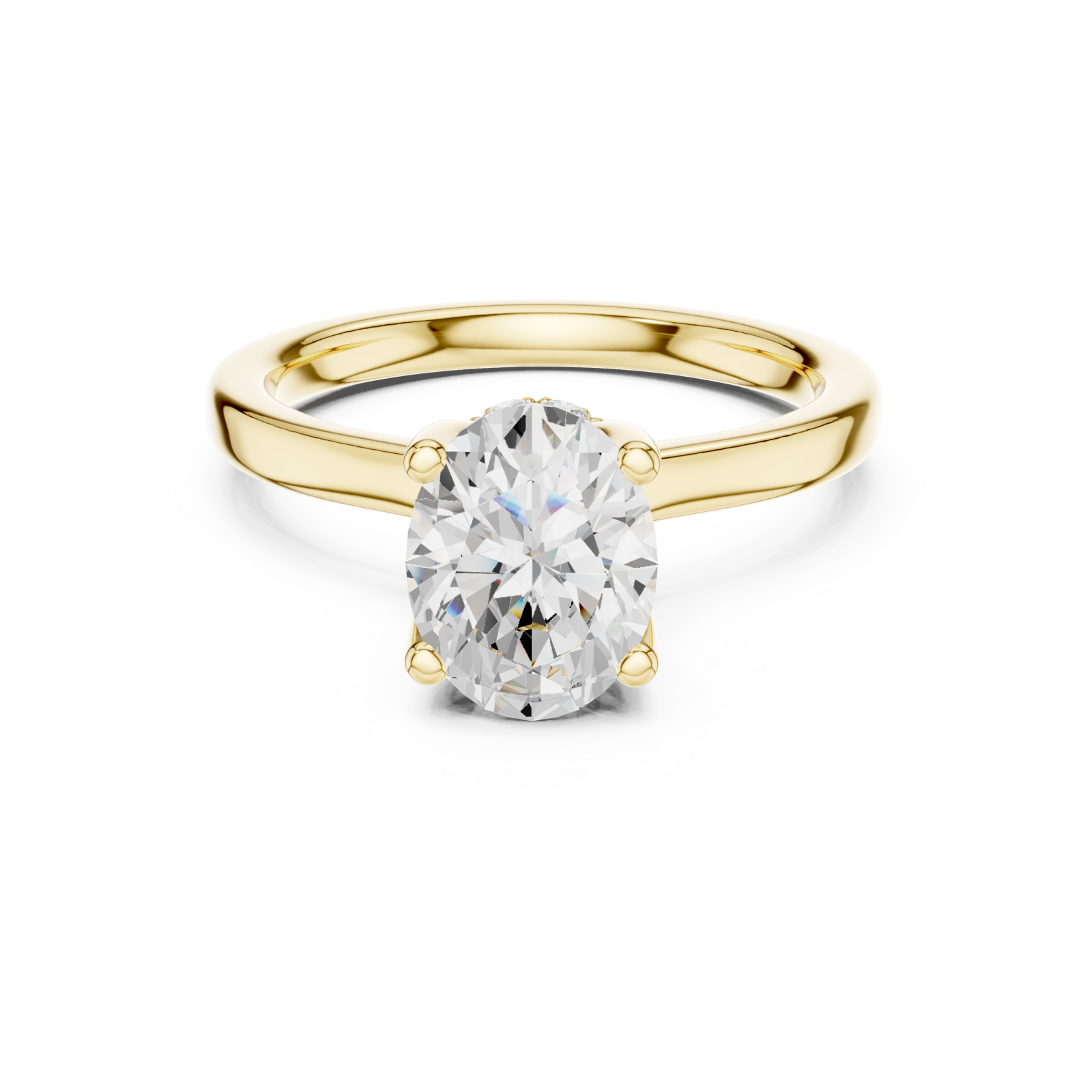 Gold Radiant Spiral Halo Ring Front View