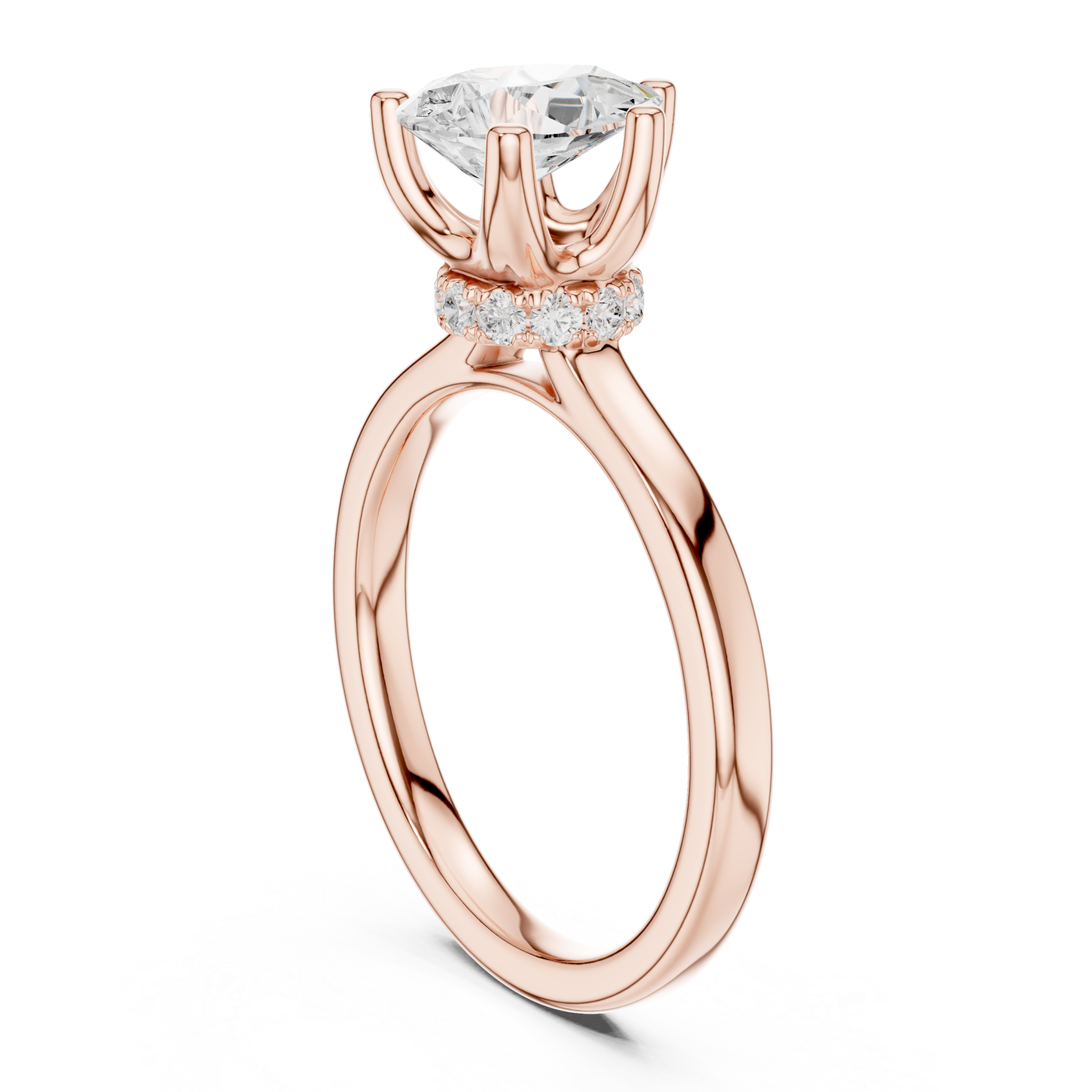  Rose Gold Icaria Twist Solitaire Engagement Ring Left View