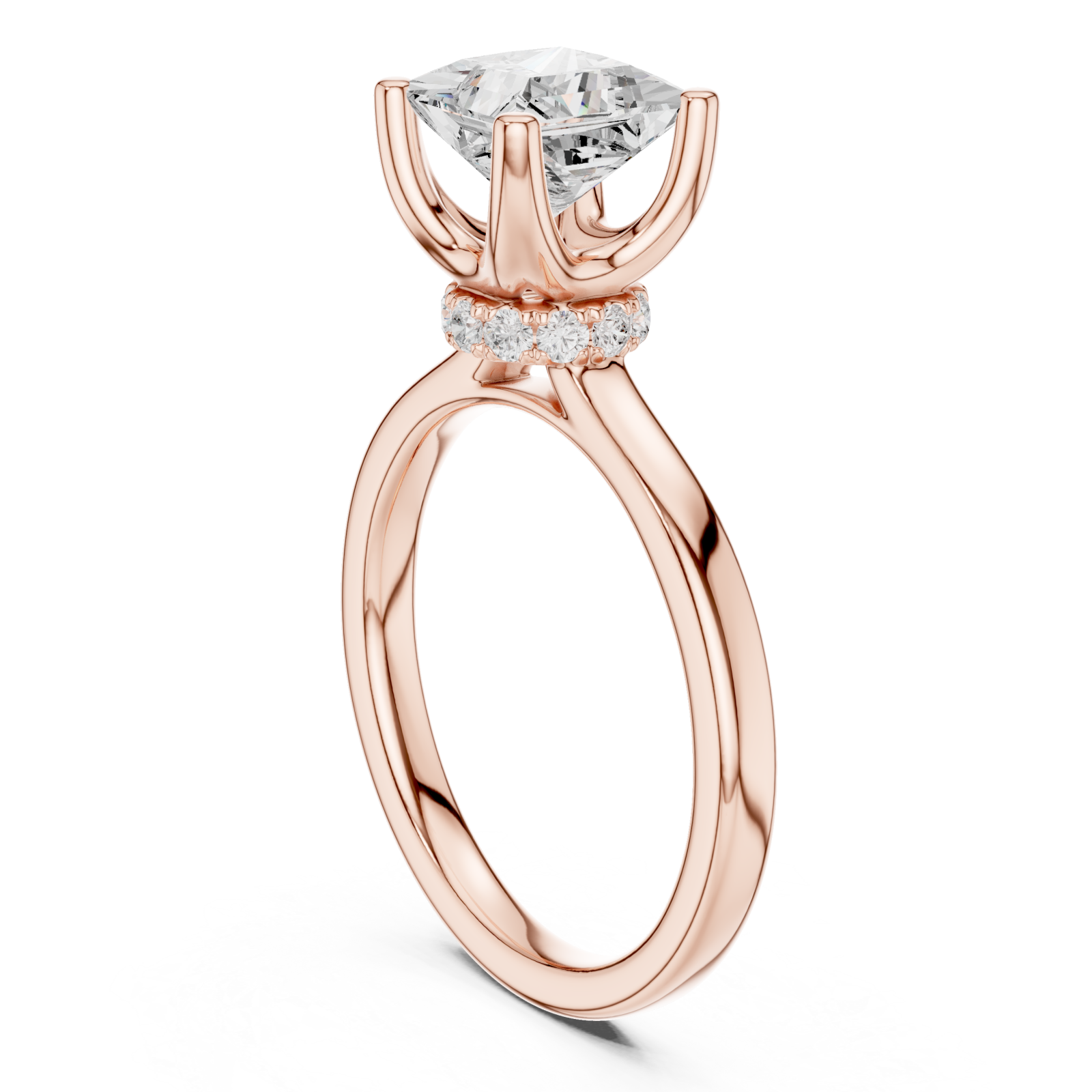  Rose Gold Celestial Promise Solitaire Band Ring Left View