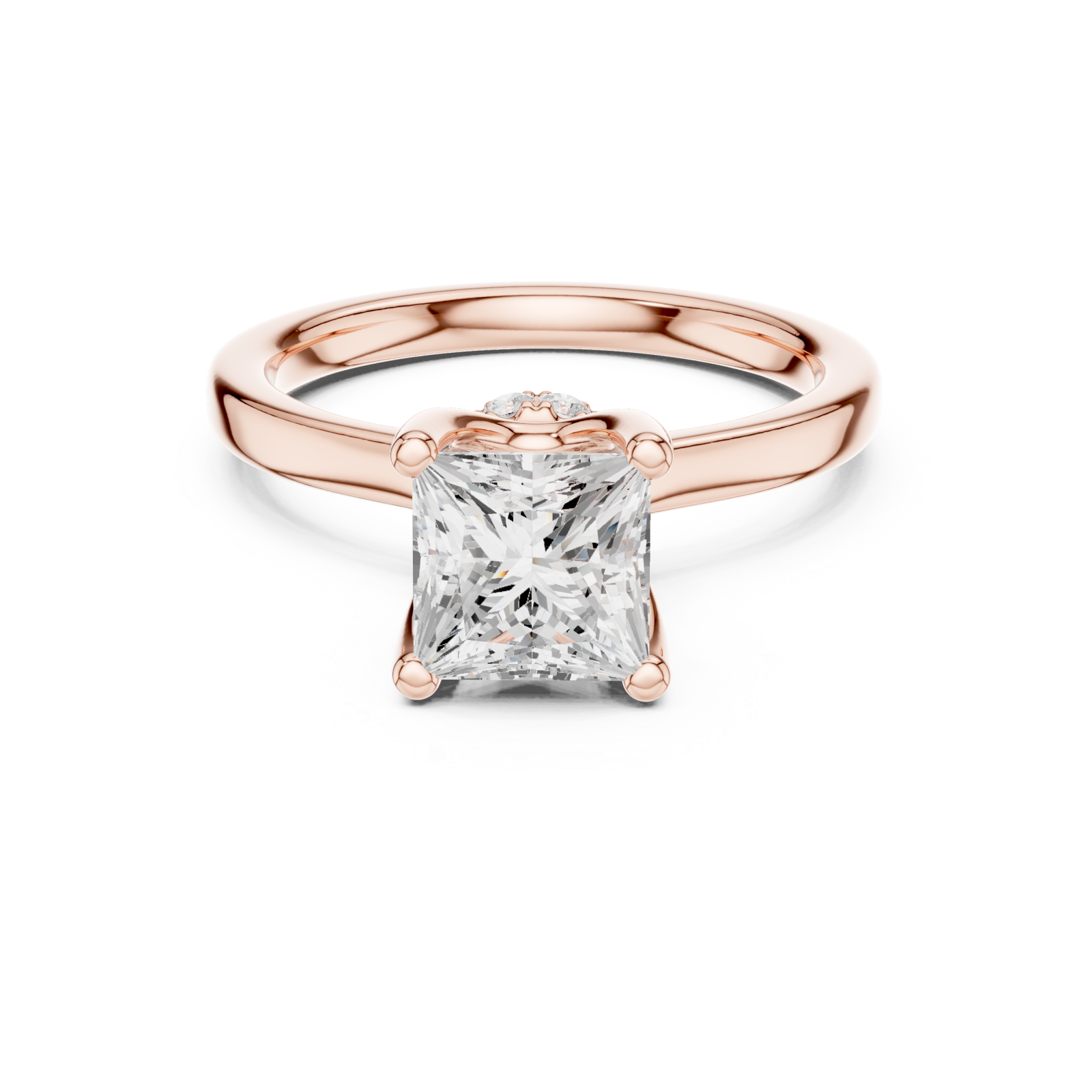  Rose Gold Celestial Promise Solitaire Band Ring Front View
