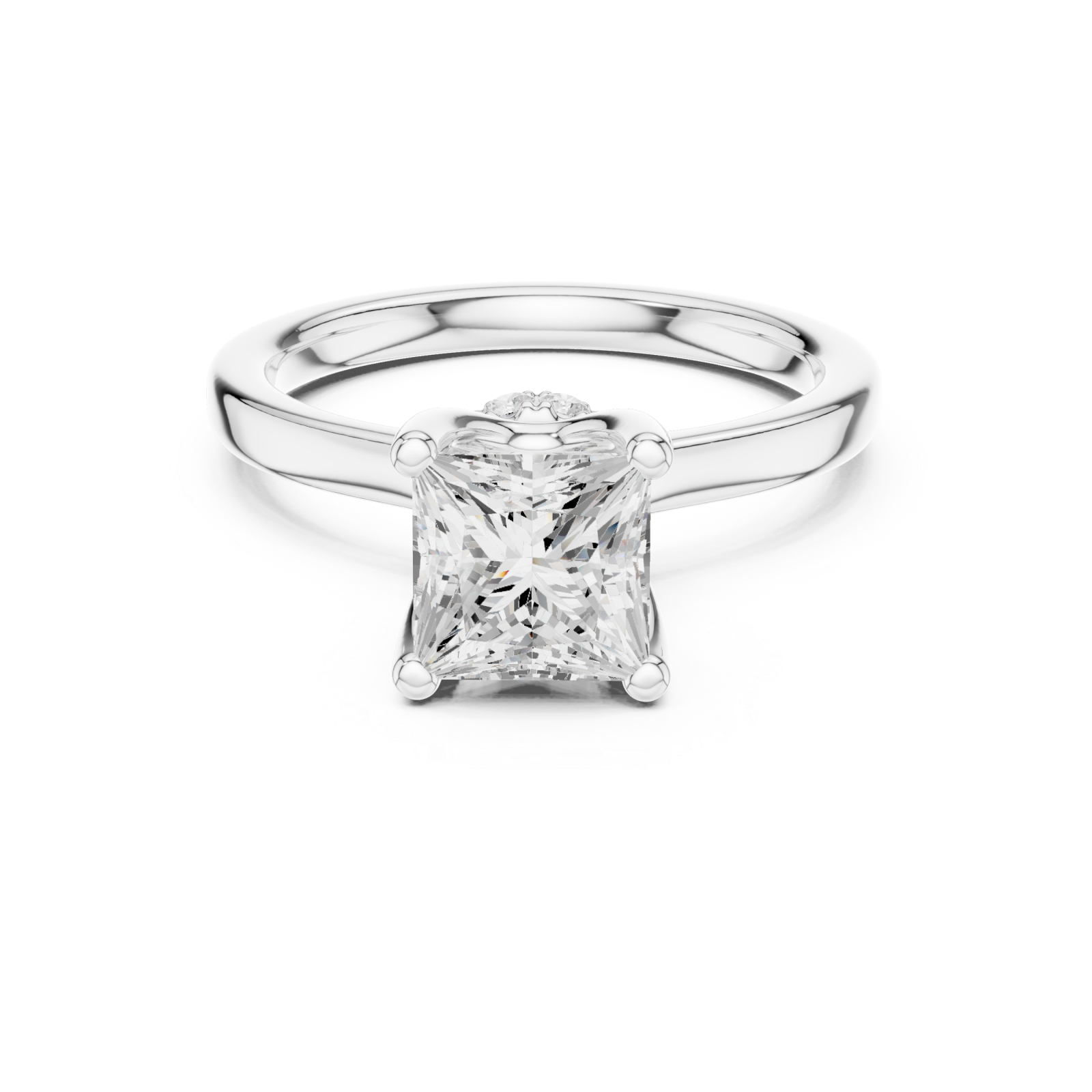  White Gold Celestial Promise Solitaire Band Ring Front View