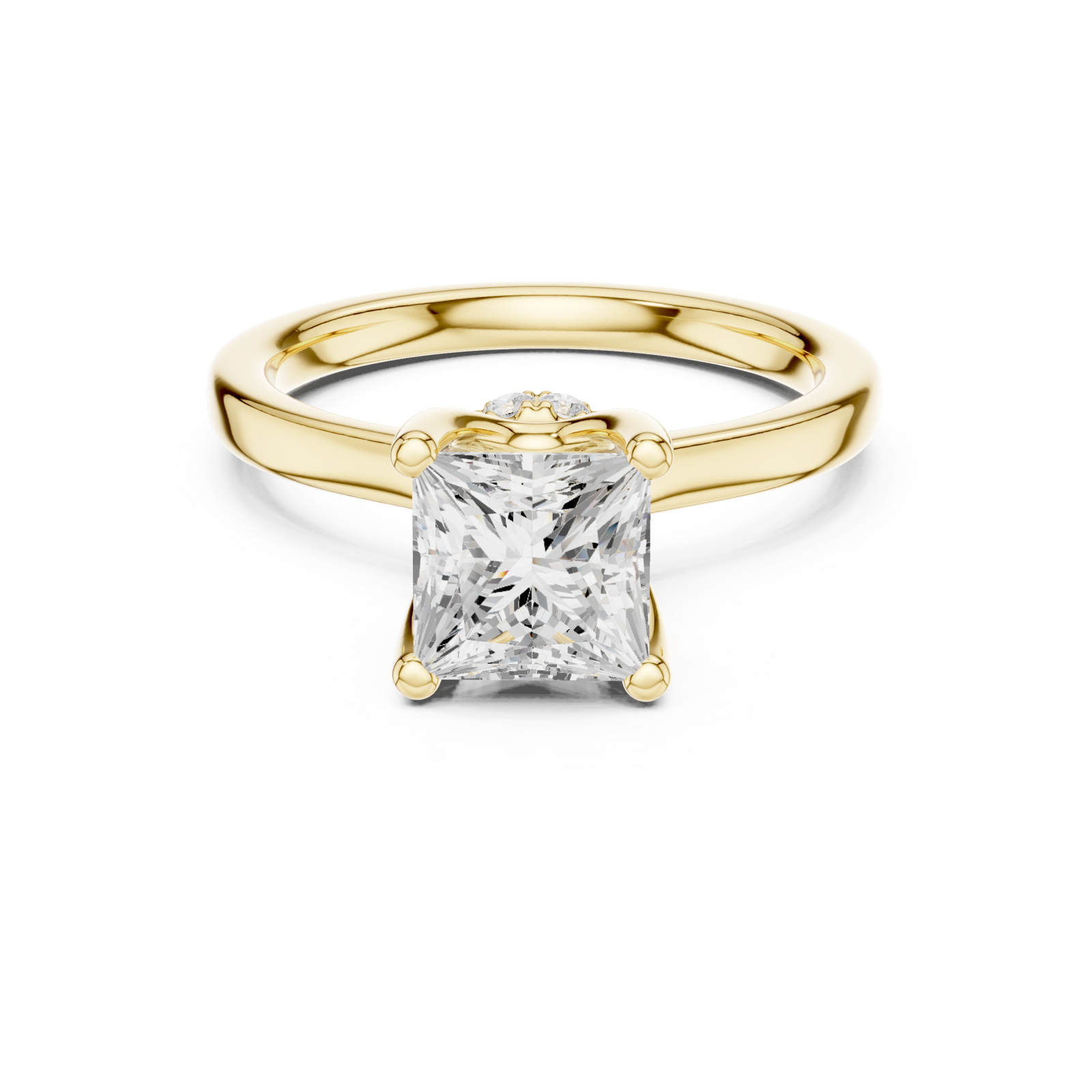  Gold Celestial Promise Solitaire Band Ring Front View