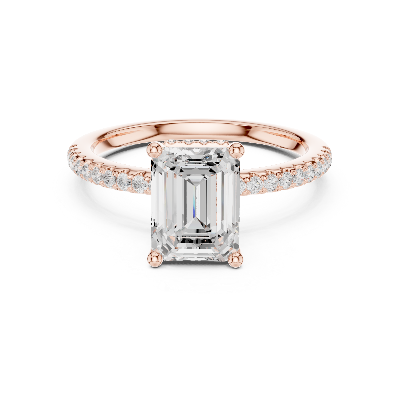  Rose Gold Luminous Aura Solitaire Band Front View